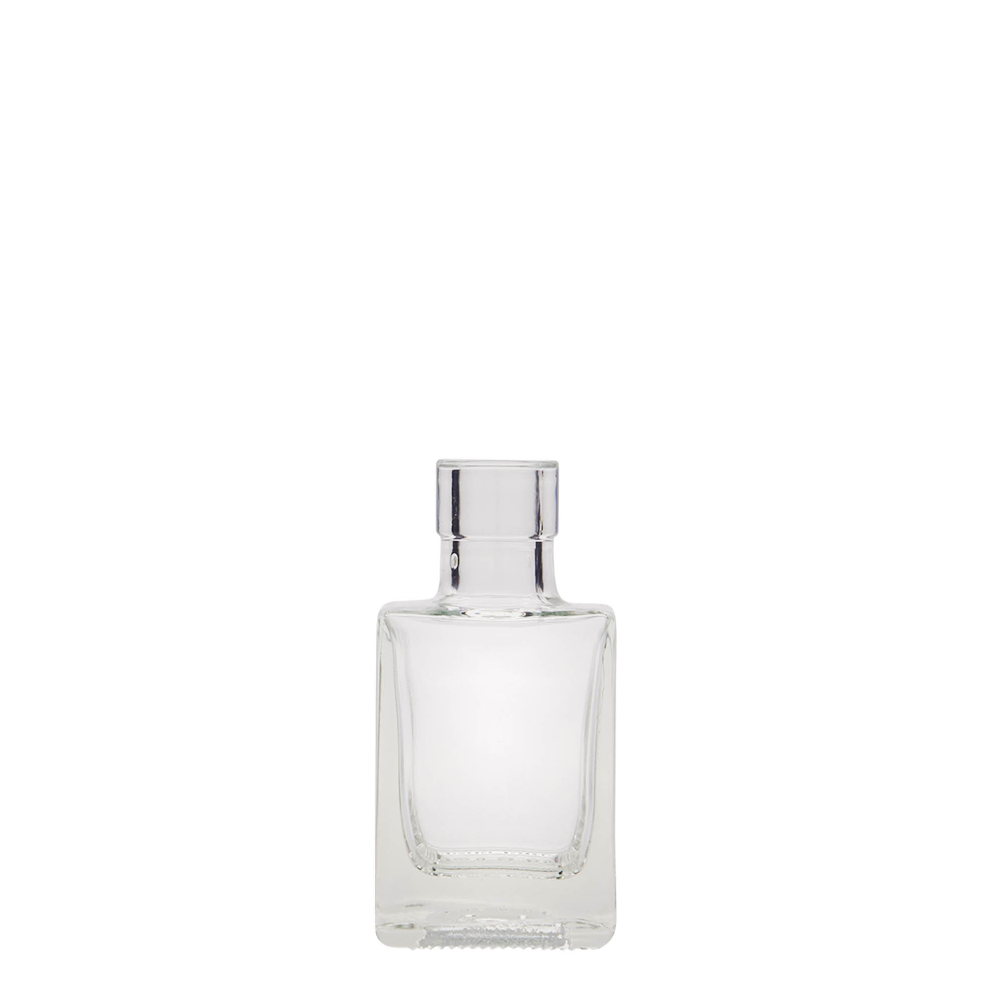 50 ml stikla pudele 'Cube', kvadrātiska, atvere: korķis