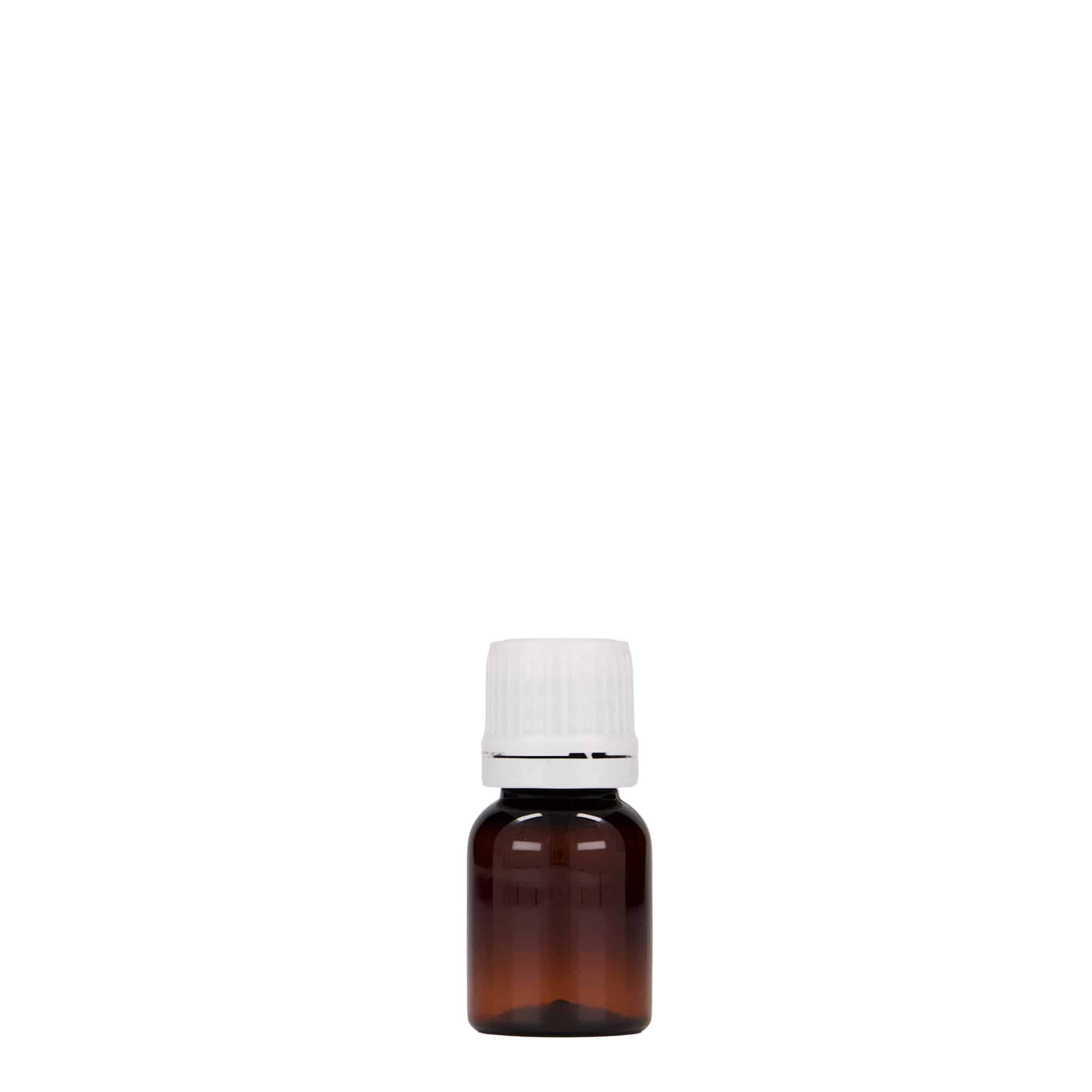 10 ml PET zāļu pudelīte 'Easy Living', brūna, plastmasas, aizdare: DIN 18