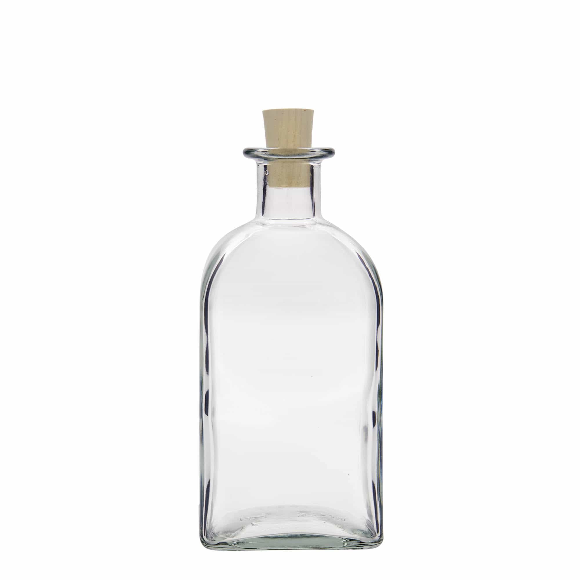 500 ml stikla pudele Apotheker Carré, kvadrātveida, atvere: korķis