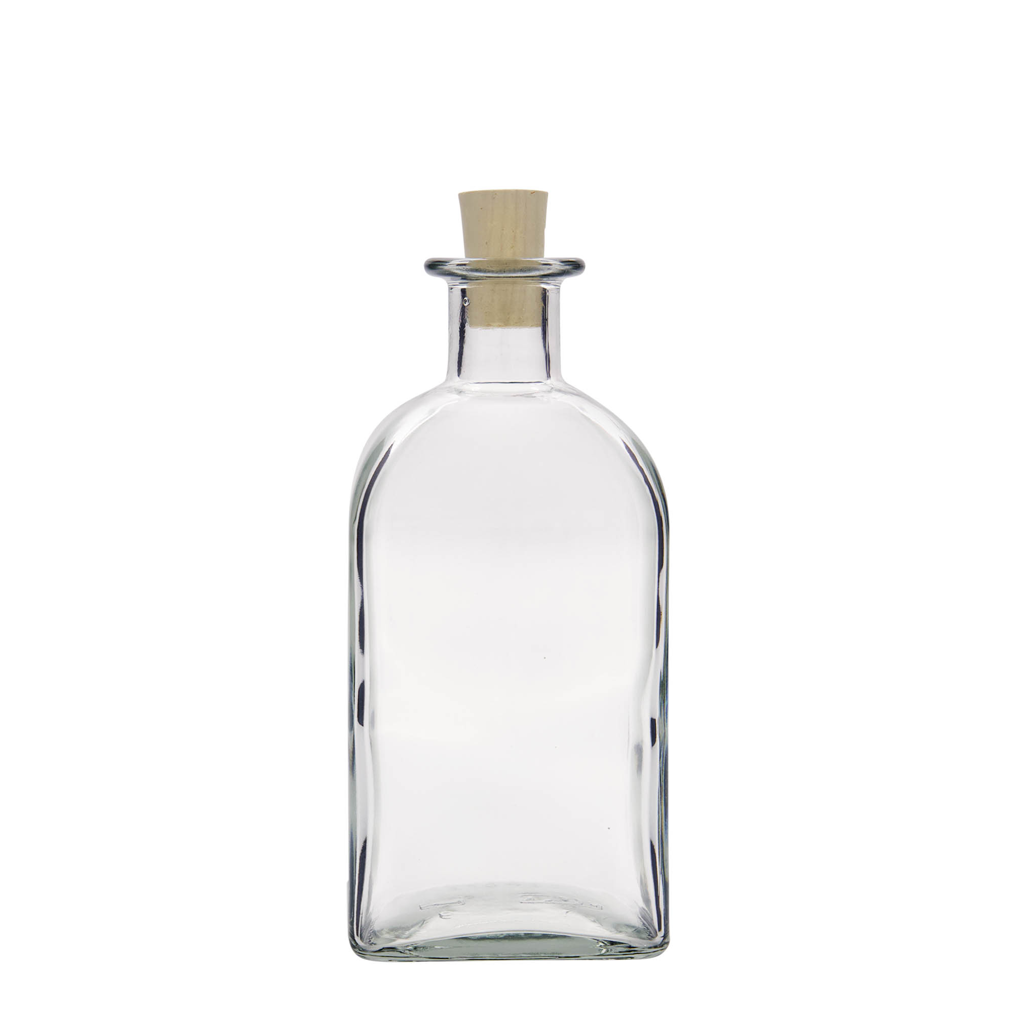 500 ml stikla pudele Apotheker Carré, kvadrātveida, atvere: korķis
