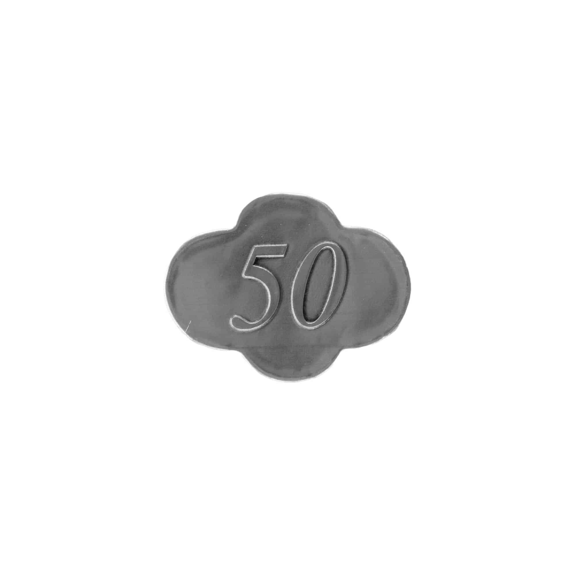 Alvas etiķete '50', metāla, sudraba Alvas etiķete '50', metāla, sudraba