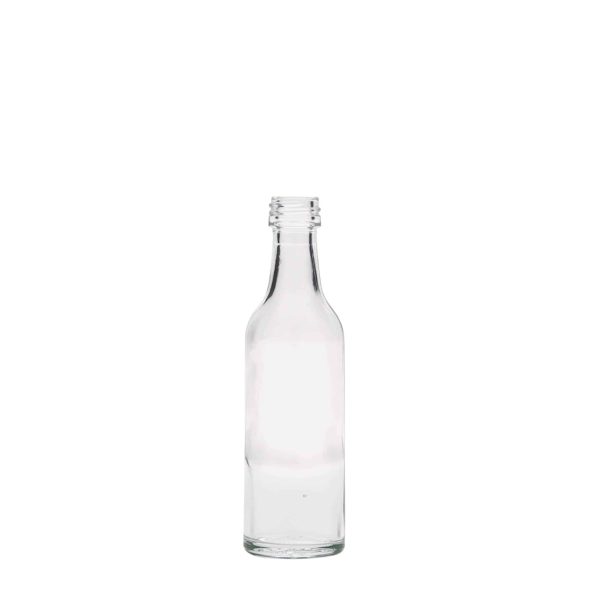 50 ml stikla pudele ar taisnu kakliņu, aizdare: PP 28 50 ml stikla pudele ar taisnu kakliņu, aizdare: PP 28