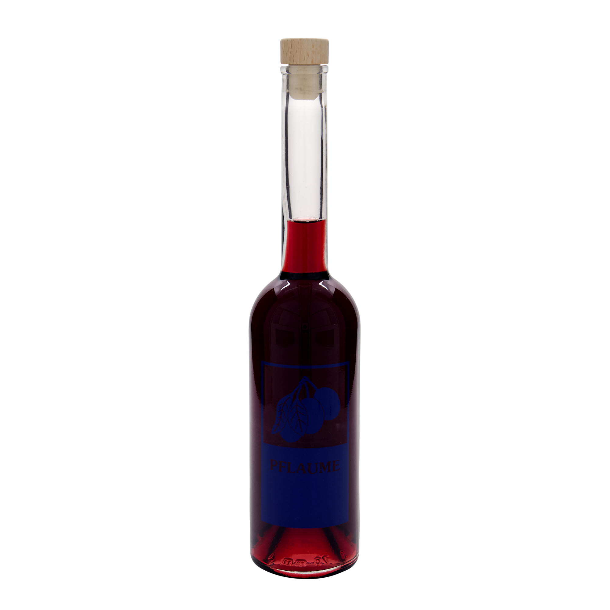 500 ml stikla pudele 'Opera', motīvs: plūme, atvere: korķis