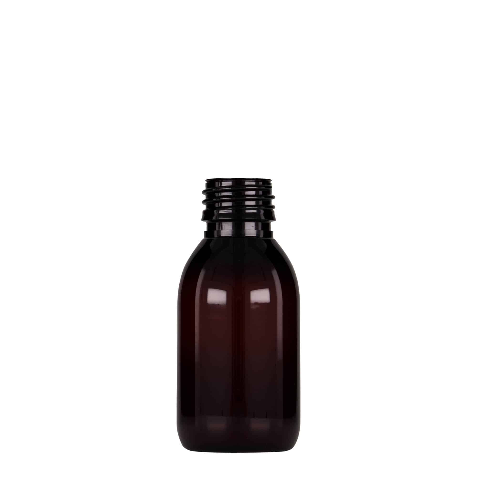 100 ml PET zāļu pudelīte, brūna, plastmasas, aizdare: PP 28 100 ml PET zāļu pudelīte, brūna, plastmasas, aizdare: PP 28