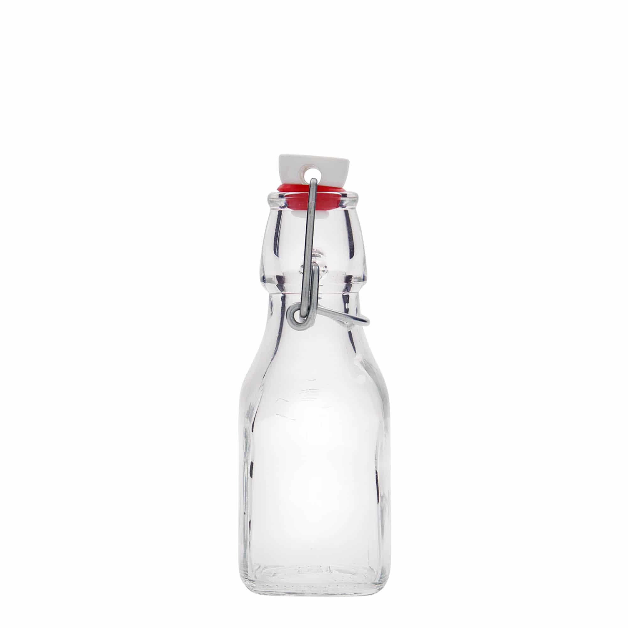 125 ml stikla pudele 'Swing', kvadrātiska, aizdare: korķis ar skavu 125 ml stikla pudele 'Swing', kvadrātiska, aizdare: korķis ar skavu