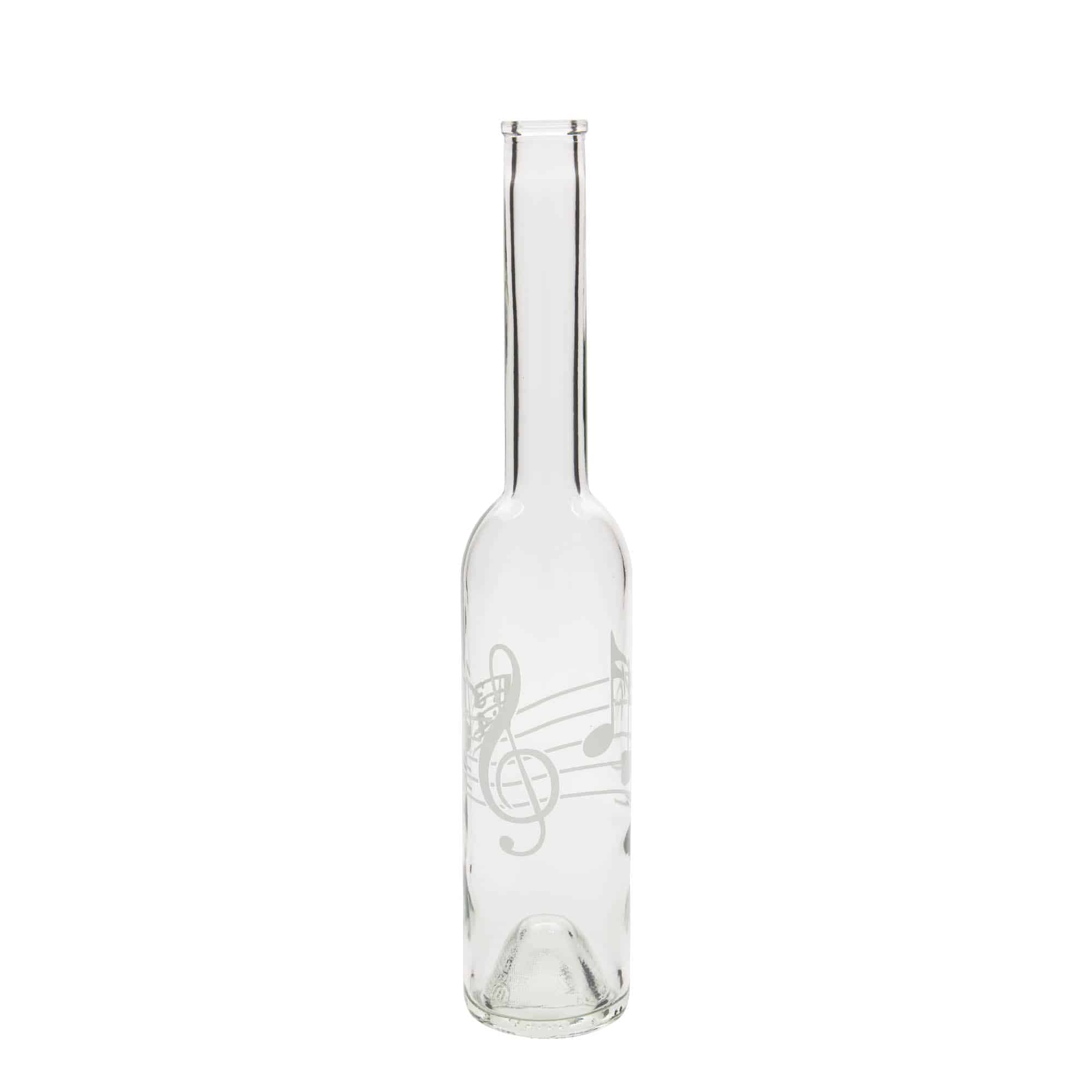 350 ml stikla pudele 'Opera', motīvs: mūzikas notis, aizdare: korķis 350 ml stikla pudele 'Opera', motīvs: mūzikas notis, aizdare: korķis