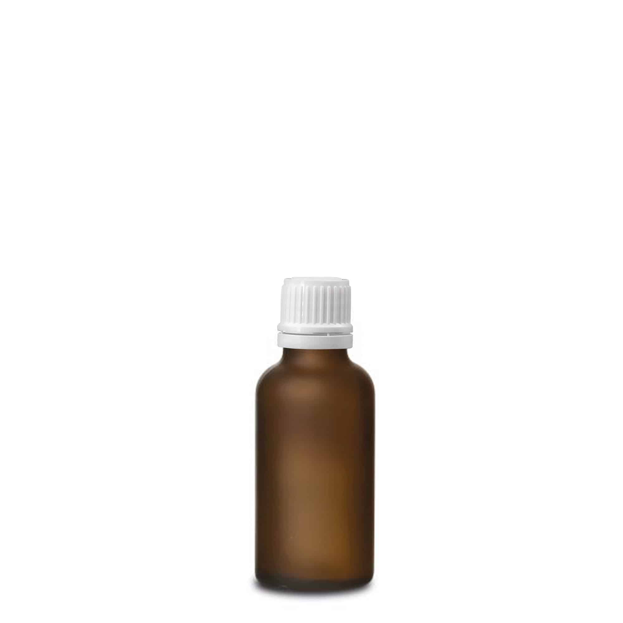 30ml medicininis butelis, stiklas, rudas matinis, kaklelis: DIN 18
