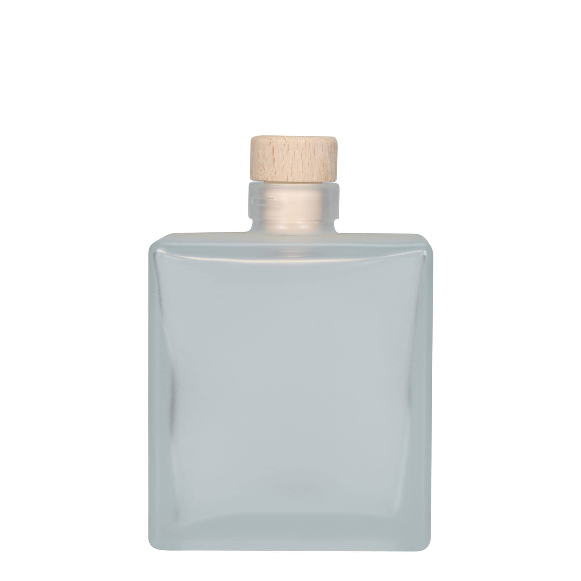 500 ml stikla pudele 'Cube', kvadrātiska, matēta, aizdare: korķis