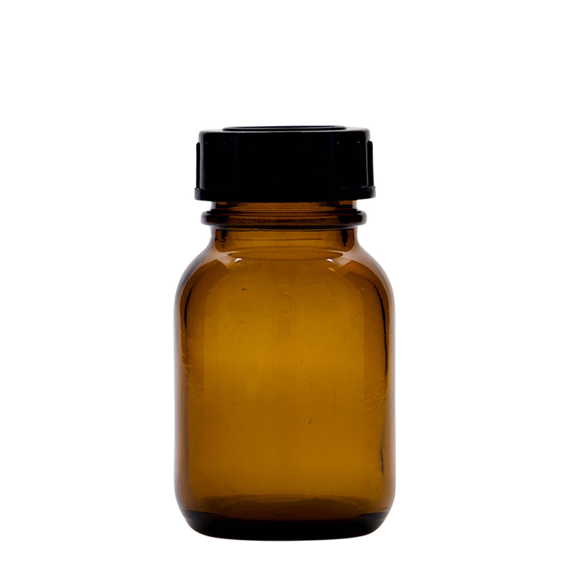 50 ml brūns plaša kakla stikla trauks, atvere: DIN 32 50 ml brūns plaša kakla stikla trauks, atvere: DIN 32