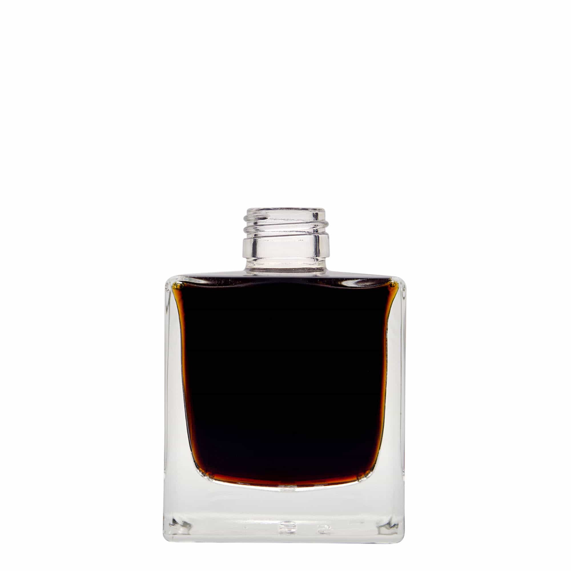 200 ml stikla pudele 'Cube', kvadrātiska, aizdare: PP 28