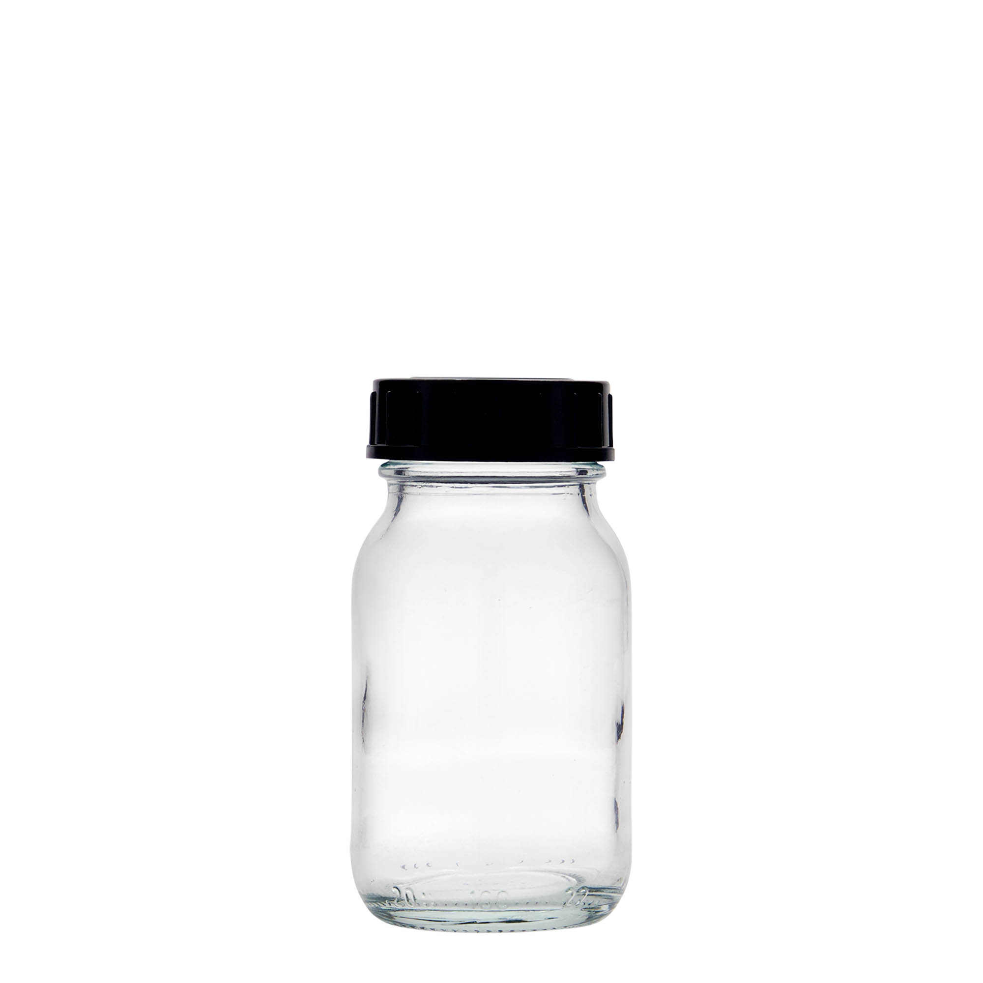100 ml plata kakla stikla trauks, atvere: DIN 40 100 ml plata kakla stikla trauks, atvere: DIN 40
