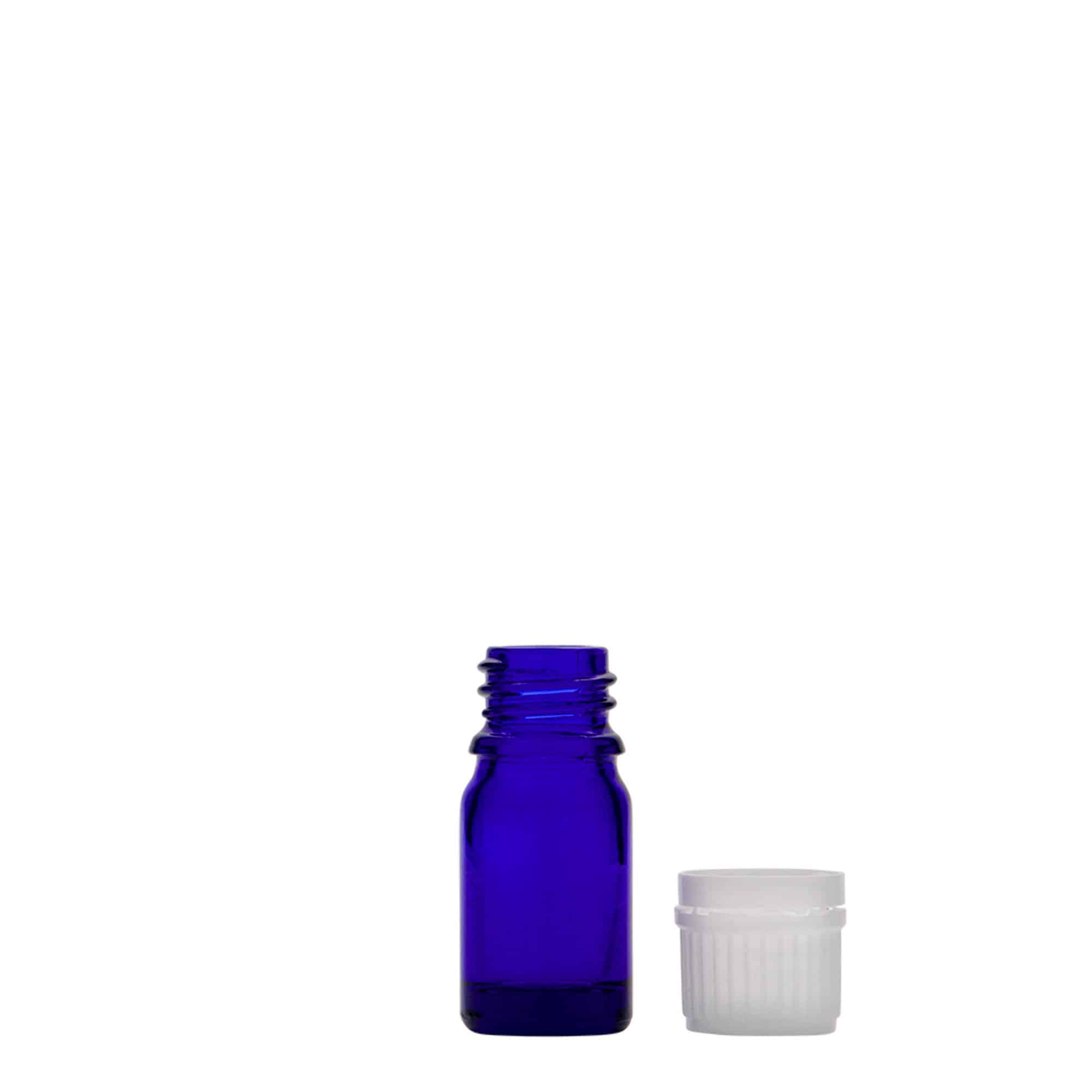 5 ml medicīnas pudele, stikls, karaliskā zila, atvere: DIN 18