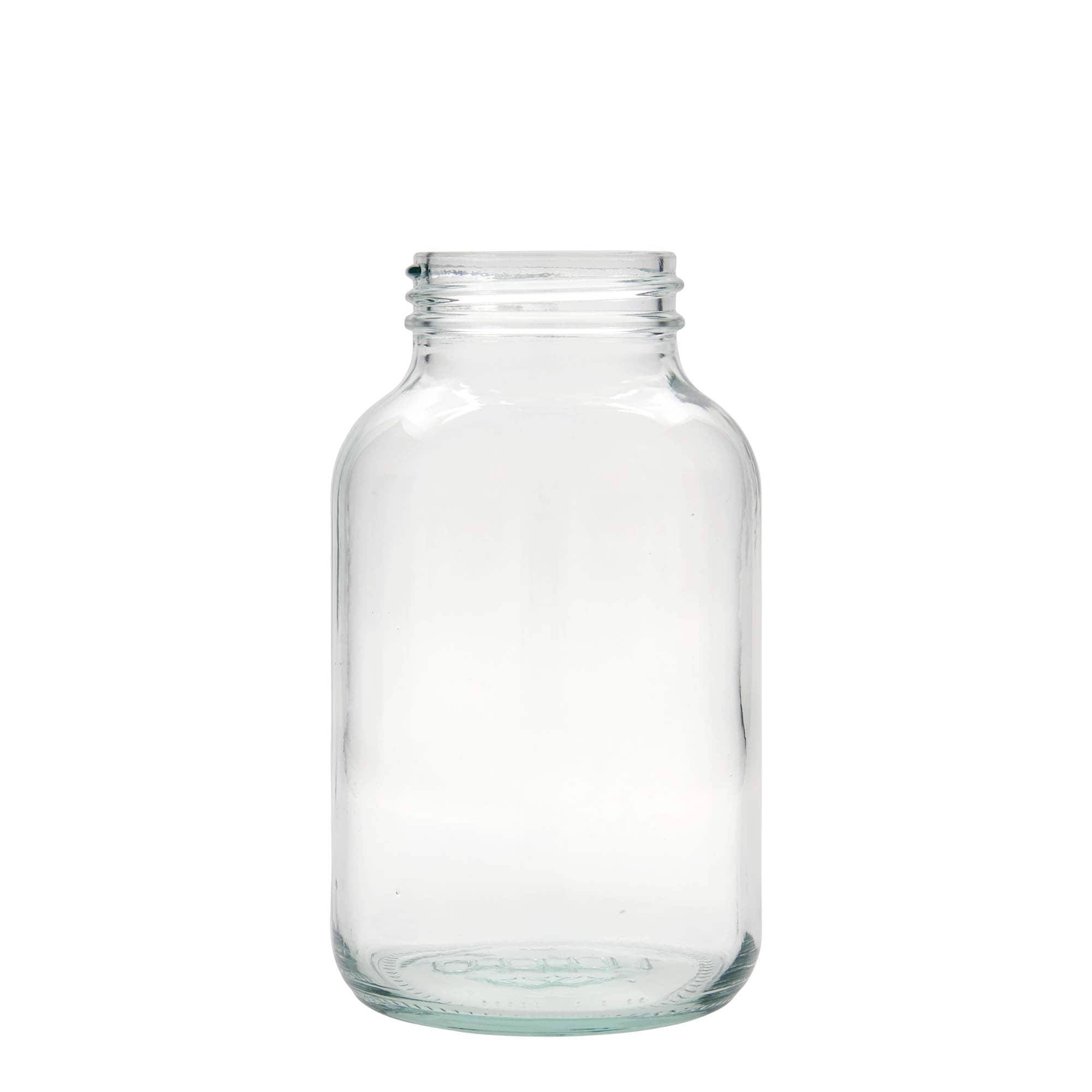 1.000 ml plata kakla stikla burka, atvere: DIN 68 1.000 ml plata kakla stikla burka, atvere: DIN 68