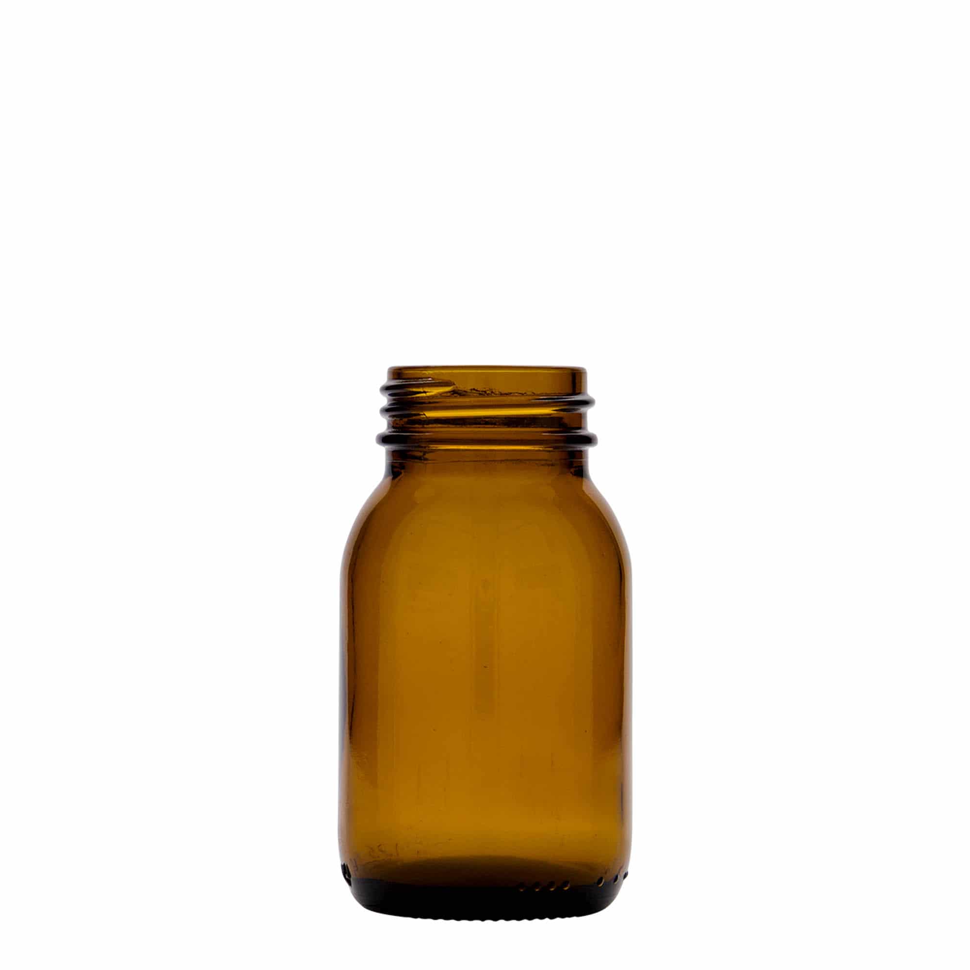 125 ml plata kakla stikla burka, brūna, atvere: DIN 40 125 ml plata kakla stikla burka, brūna, atvere: DIN 40