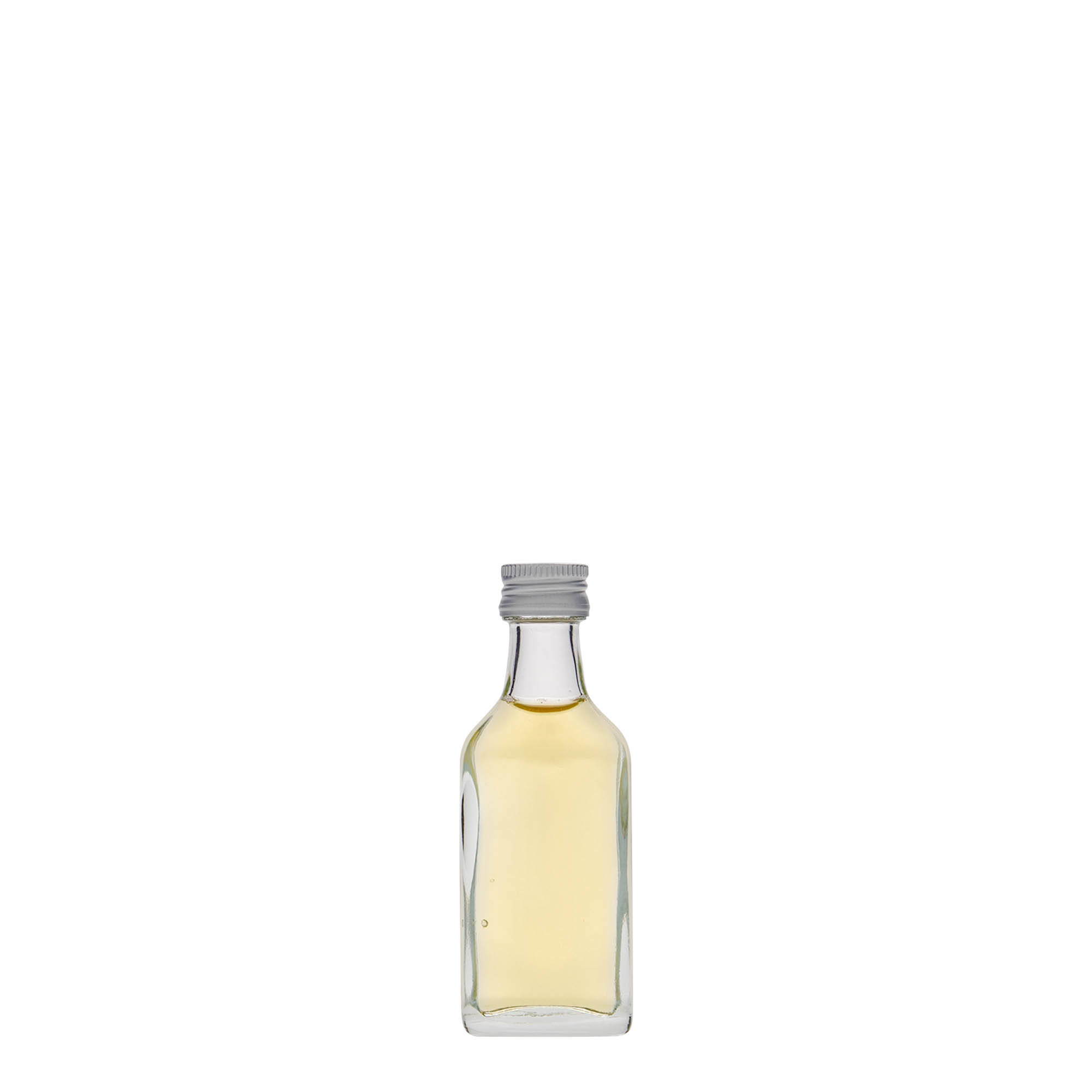 20 ml kabatas pudele, taisnstūrveida, stikls, atvere: PP 18 20 ml kabatas pudele, taisnstūrveida, stikls, atvere: PP 18
