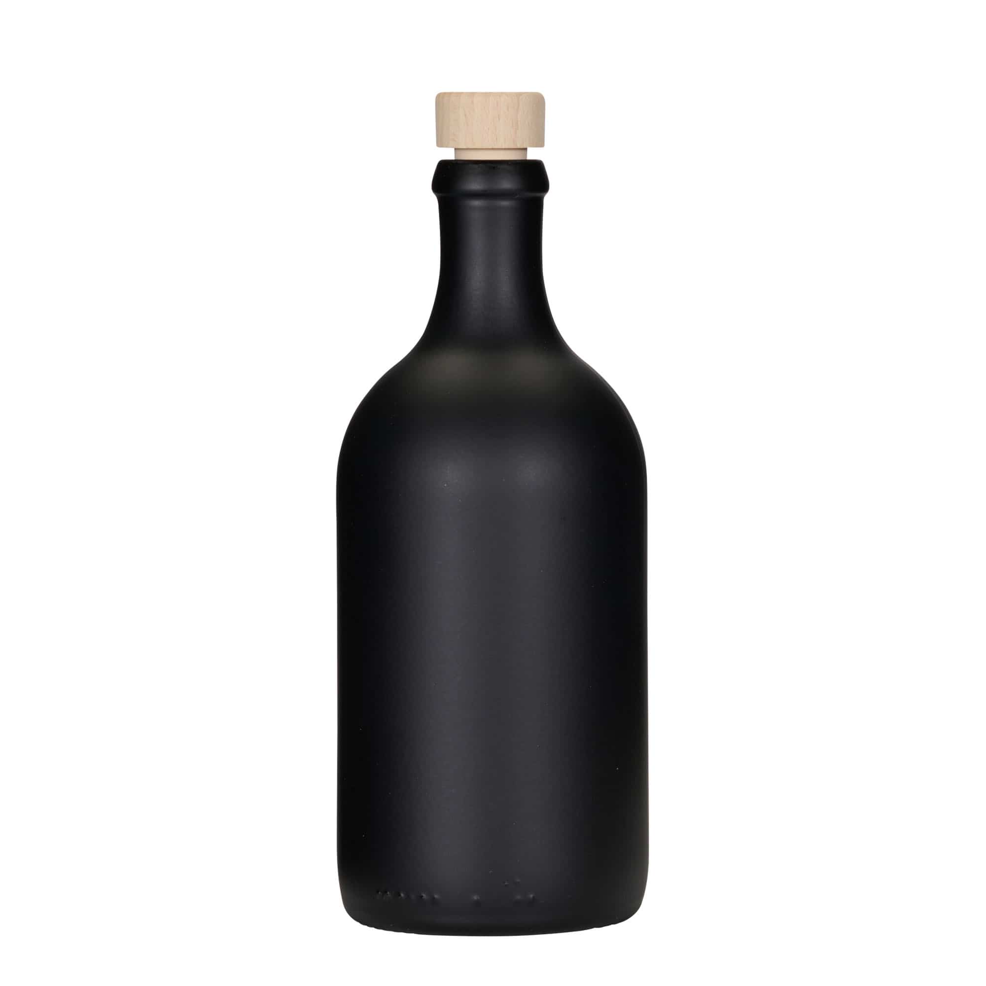 500 ml stikla pudele 'Ginevra Leggera', melna, aizdare: korķis