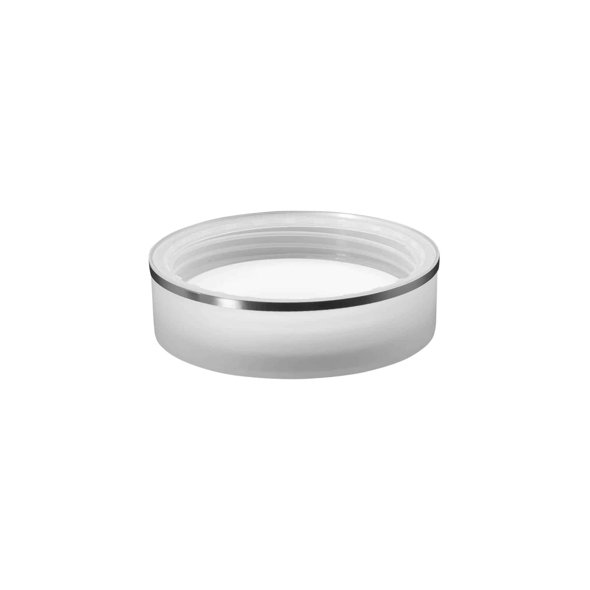 Skrūvējams vāciņš 'Clear/Platin Edition', PP plastmasas, balts, aizdarei: 70/2P