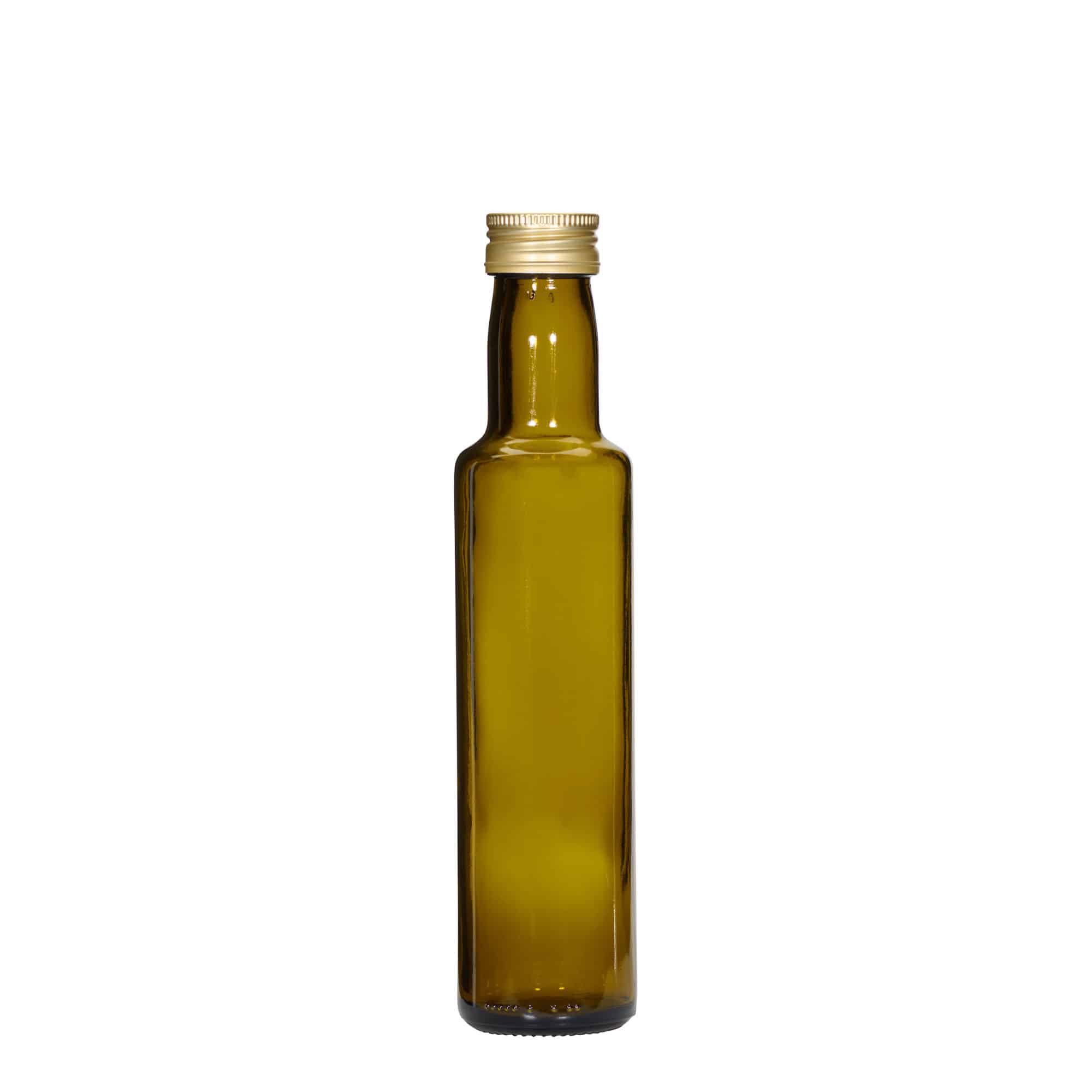 250 ml stikla pudele 'Dorica', antīki zaļa, aizdare: PP 31,5