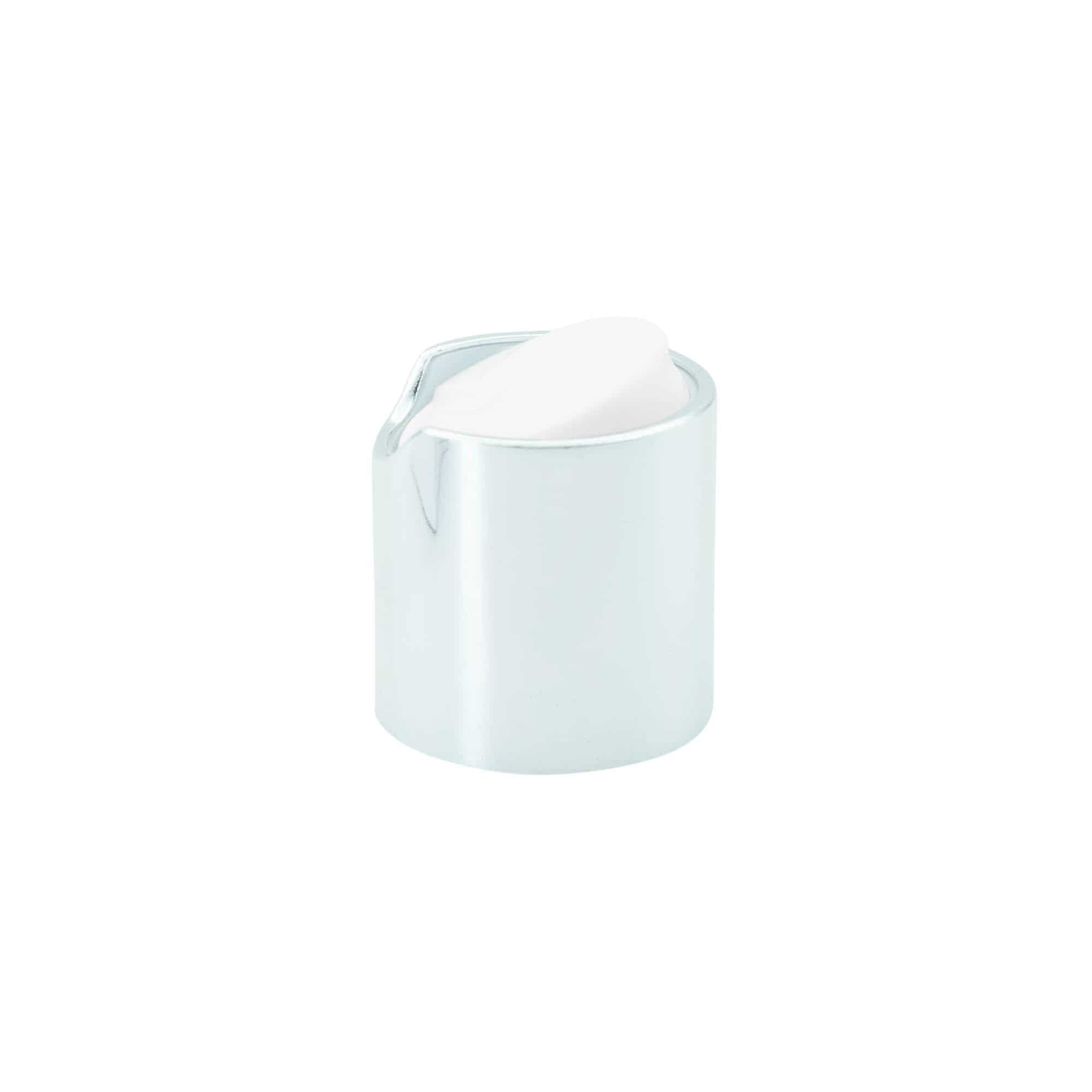 Skrūvējams vāciņš Disc Top, PP plastmasas, sudraba, aizdarei: 24/410