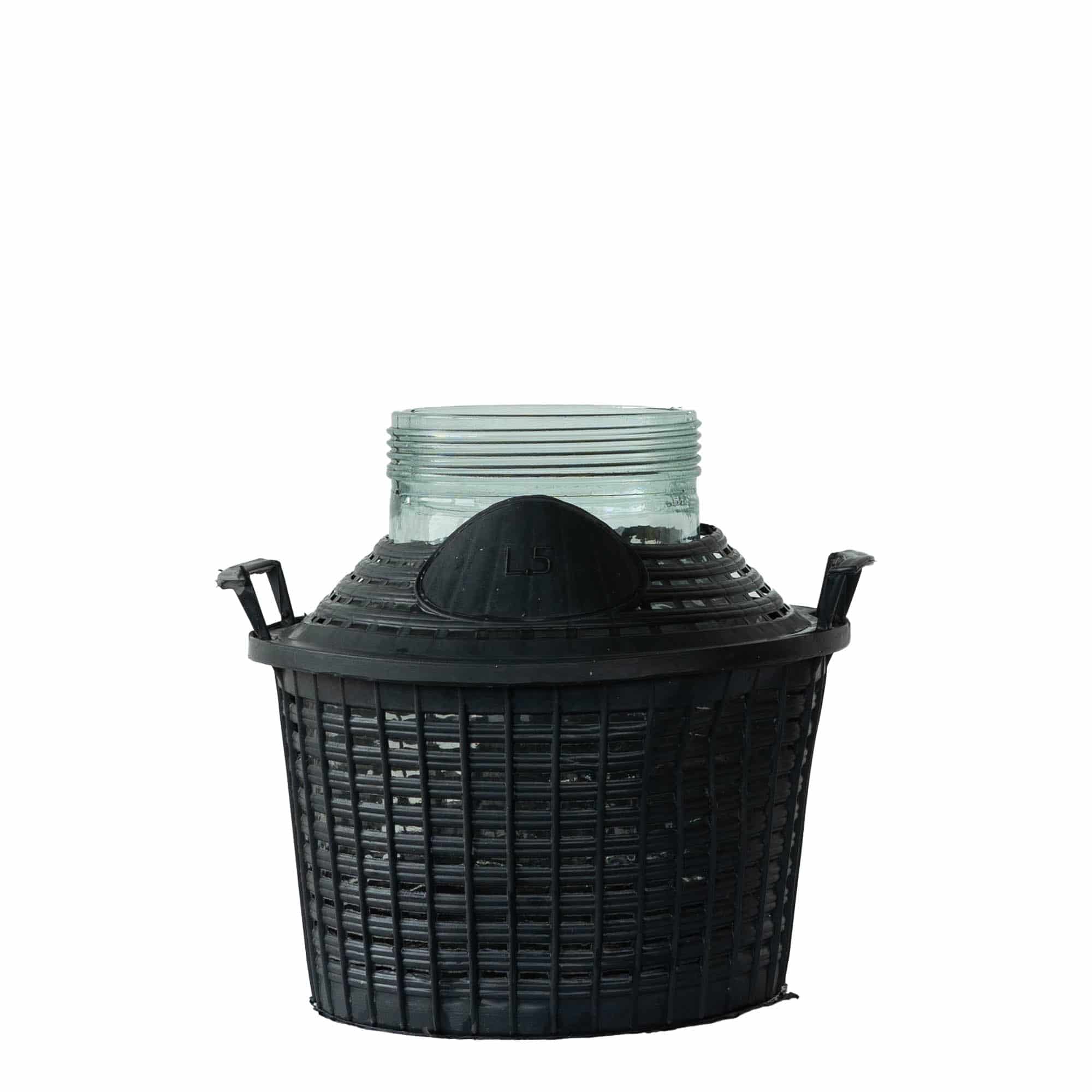 5 l pudele balona formā, paplašināts kakls, stikla, aizdare: skrūvējams vāciņš 5 l pudele balona formā, paplašināts kakls, stikla, aizdare: skrūvējams vāciņš