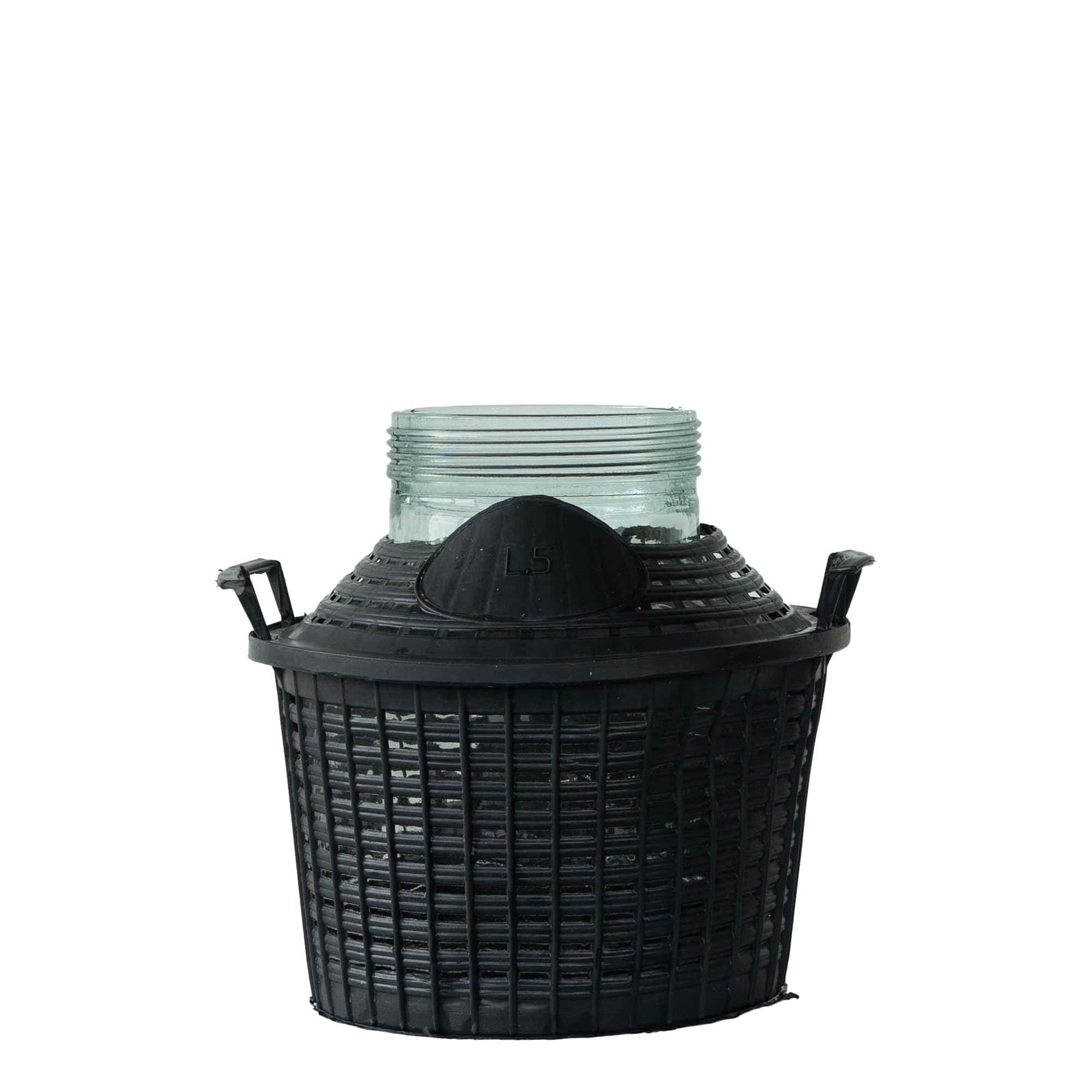 5 l balona pudele ar platu kaklu, stikls, atvere: skrūvējams vāciņš