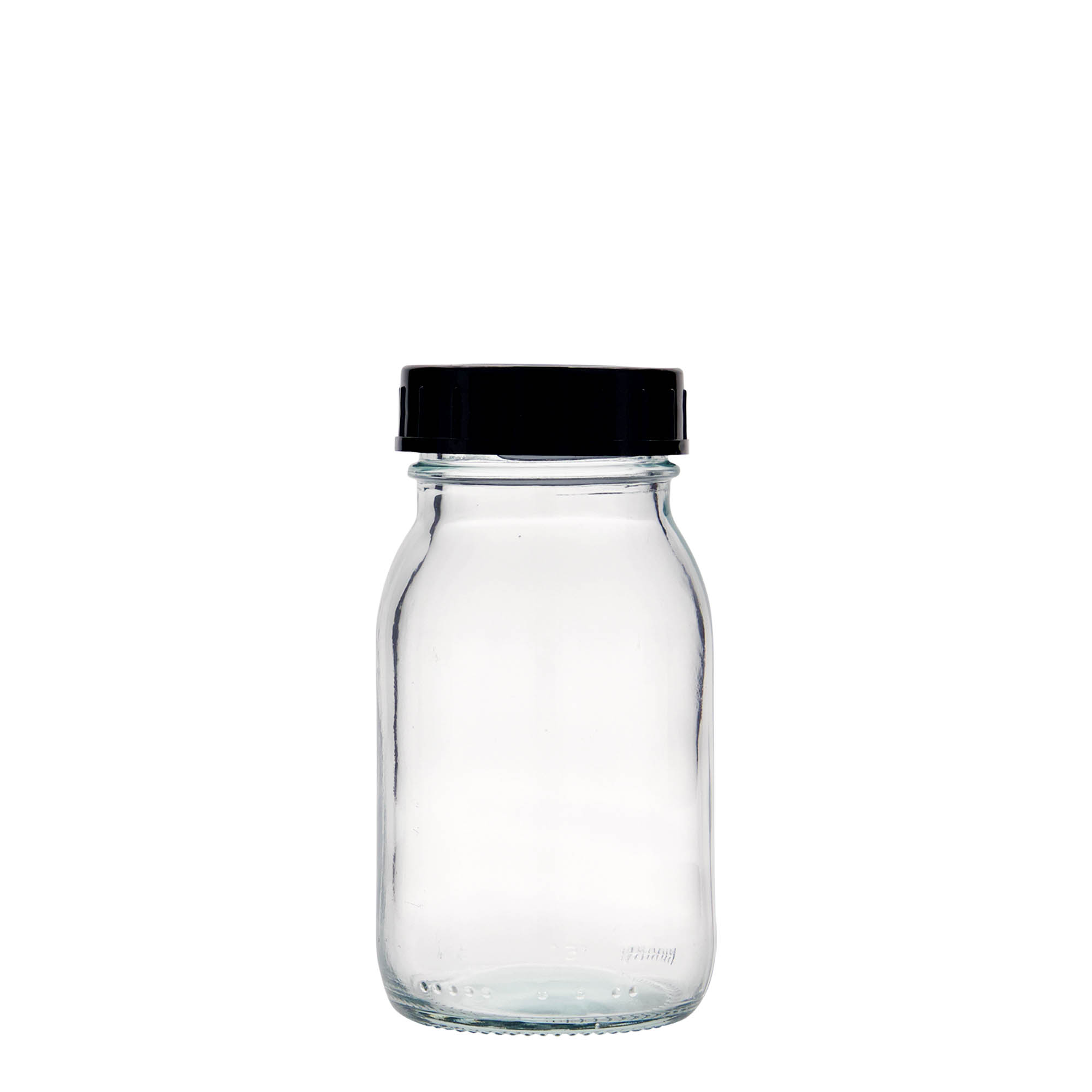 150 ml plata kakla stikla burka, atvere: DIN 45 150 ml plata kakla stikla burka, atvere: DIN 45