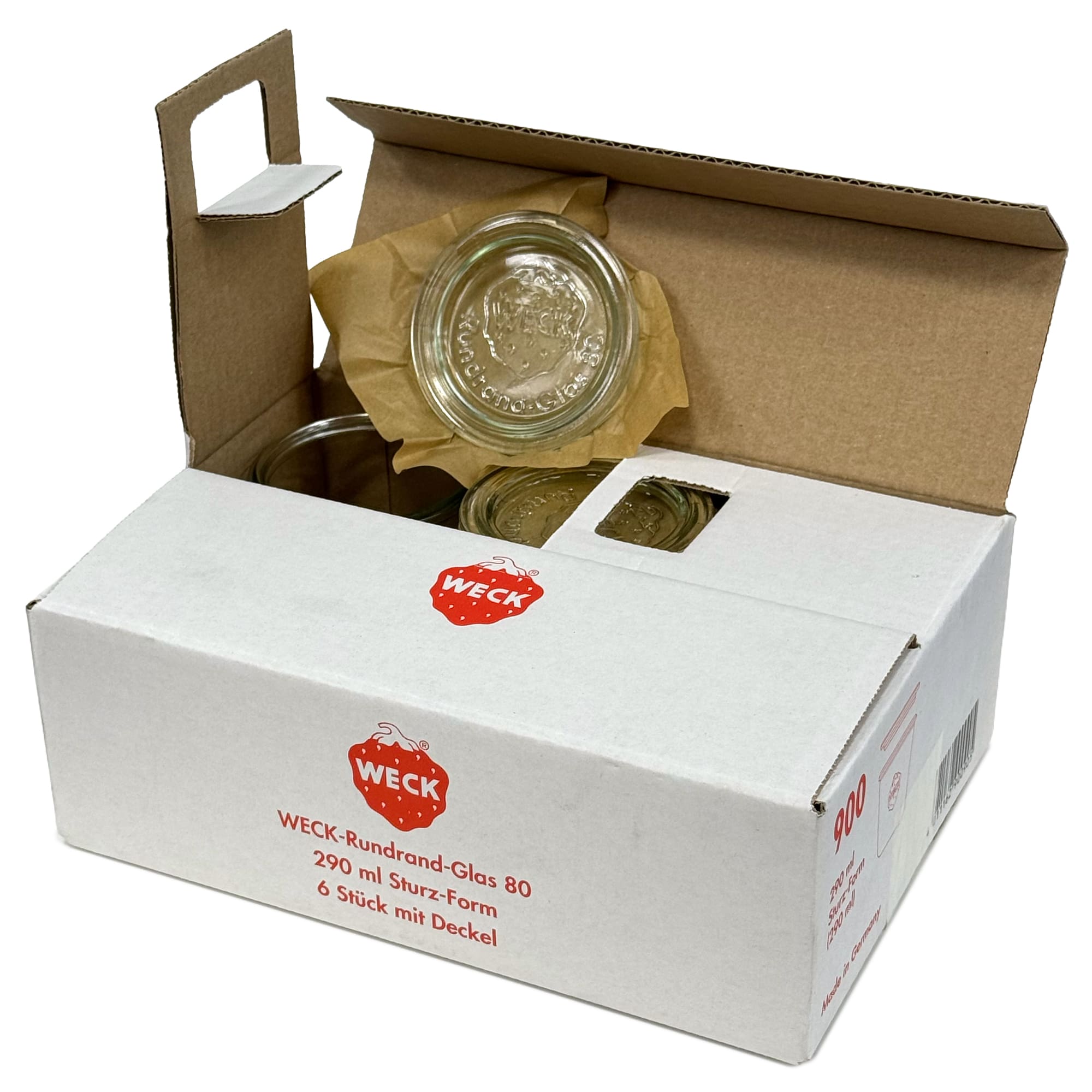 6x 290 ml augsta WECK krituma burka ar stikla vāciņu RR 80