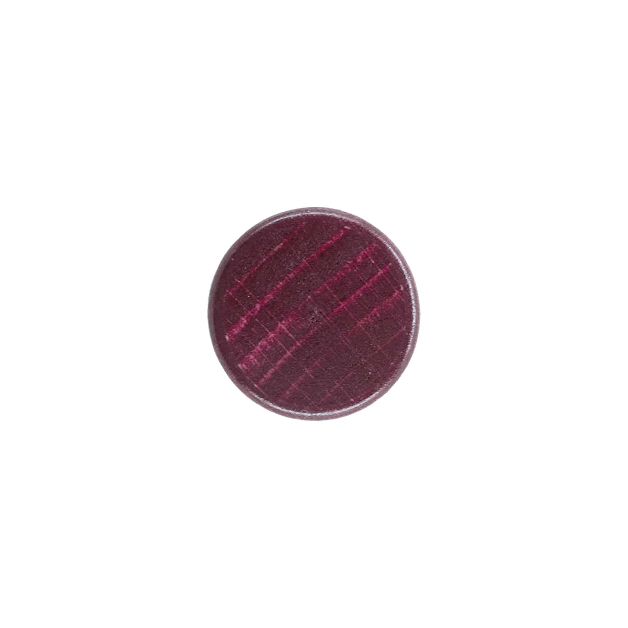 Pudeles korķis 19 mm, koka/plastmasa, bordo sarkans, aizdarei: korķis
