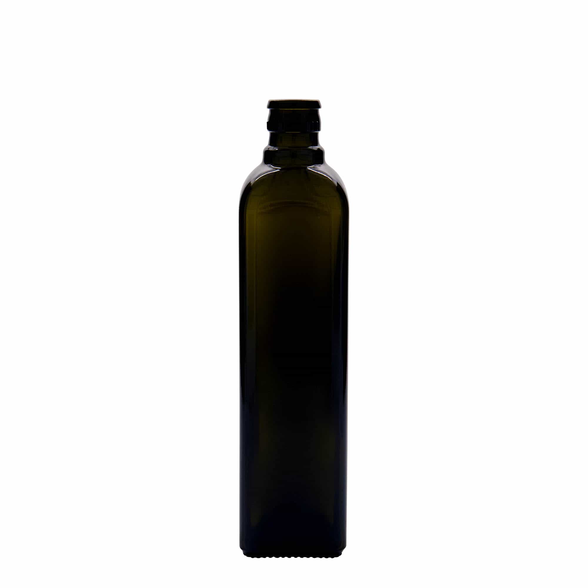 500 ml etiķa/eļļas pudele 'Quadra', stikla, kvadrātiska, antīki zaļa, aizdare: DOP 500 ml etiķa/eļļas pudele 'Quadra', stikla, kvadrātiska, antīki zaļa, aizdare: DOP