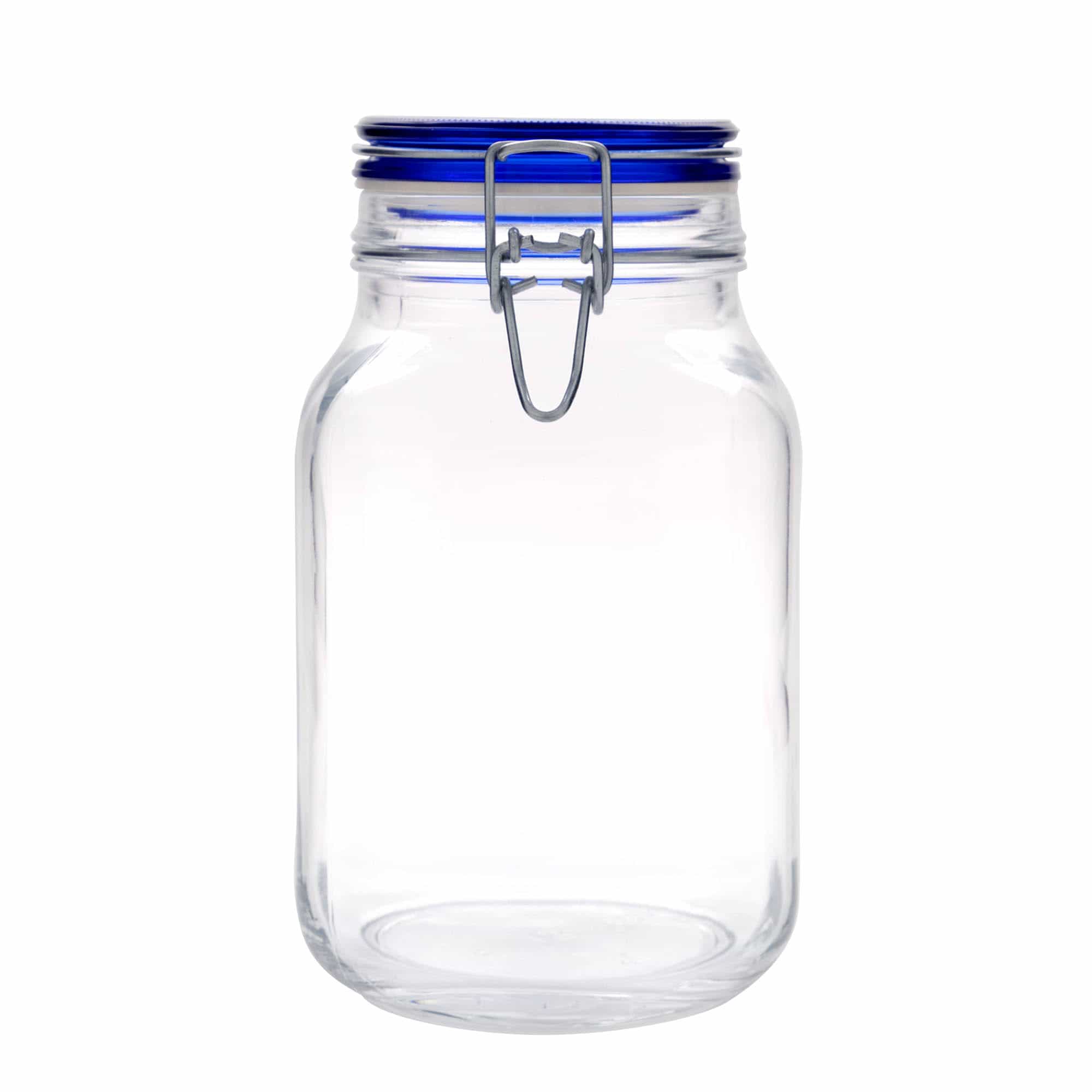 2000 ml burka ar stieples skavu 'Fido' Blue Top, kvadrātiska, aizdare: korķis ar stieples skavu 2000 ml burka ar stieples skavu 'Fido' Blue Top, kvadrātiska, aizdare: korķis ar stieples skavu