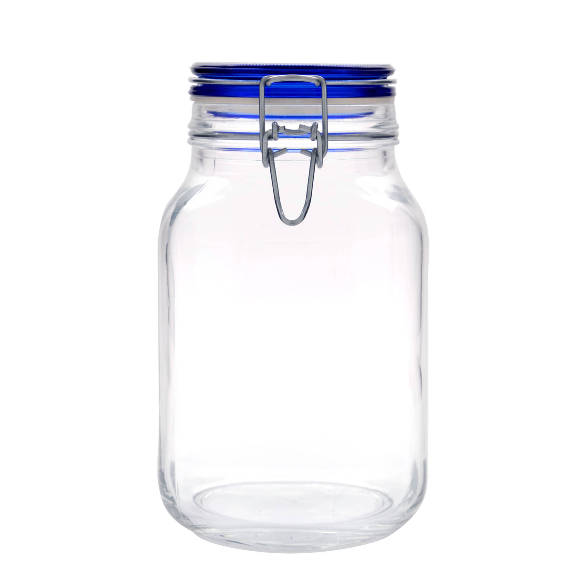 2.000 ml stiklazīme ar metāla aizdari 'Fido' zils vāciņš, kvadrātveida, atvere: metāla aizdare ar stiepli 2.000 ml stiklazīme ar metāla aizdari 'Fido' zils vāciņš, kvadrātveida, atvere: metāla aizdare ar stiepli