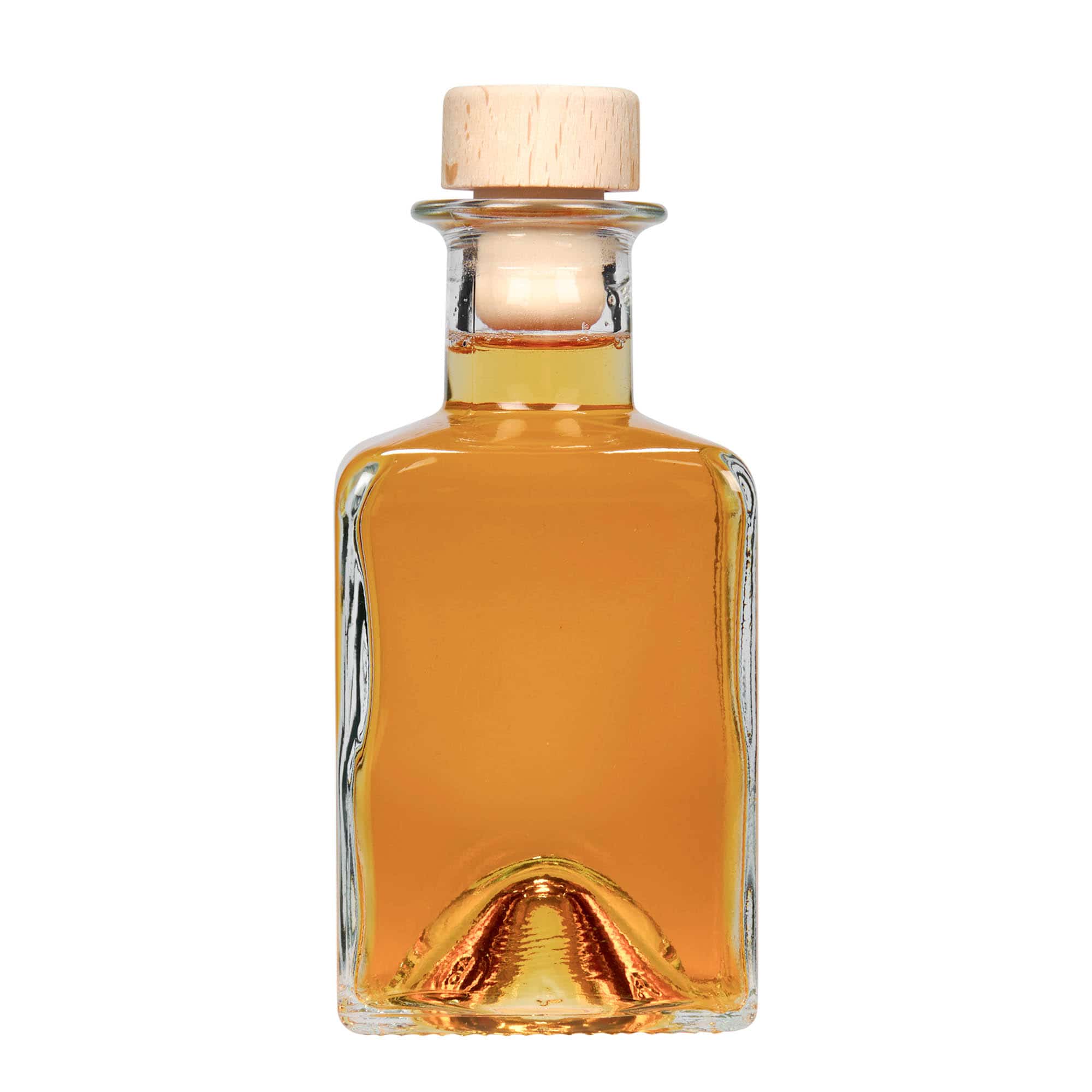 200 ml stikla pudele 'Kubica', kvadrātiska, aizdare: korķis