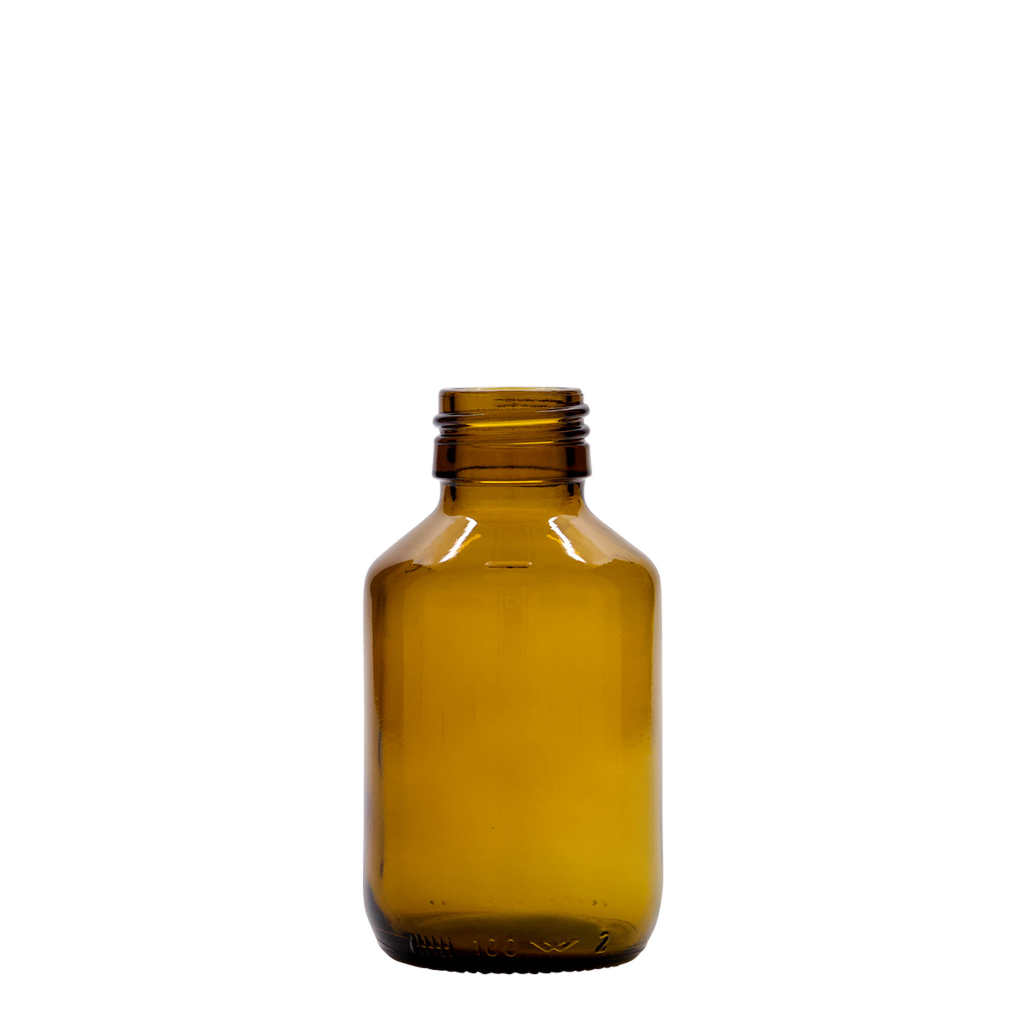 100 ml medicīnas pudele, brūna, stikls, atvere: PP 28 100 ml medicīnas pudele, brūna, stikls, atvere: PP 28