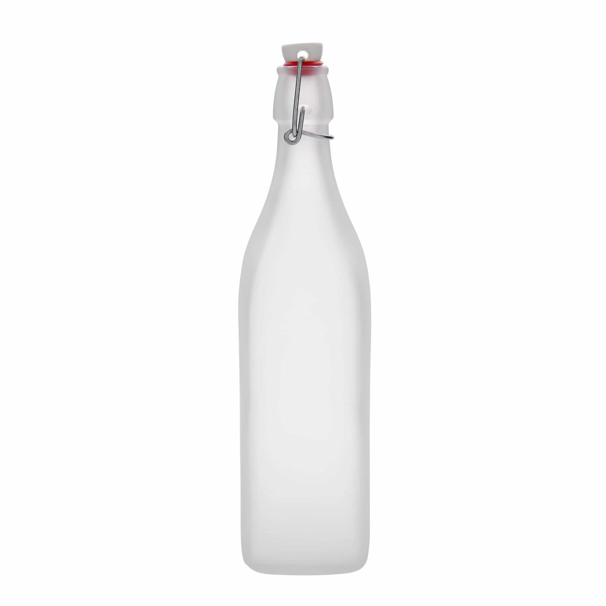 1000 ml stikla pudele 'Swing', kvadrātiska, balta, aizdare: korķis ar skavu 1000 ml stikla pudele 'Swing', kvadrātiska, balta, aizdare: korķis ar skavu