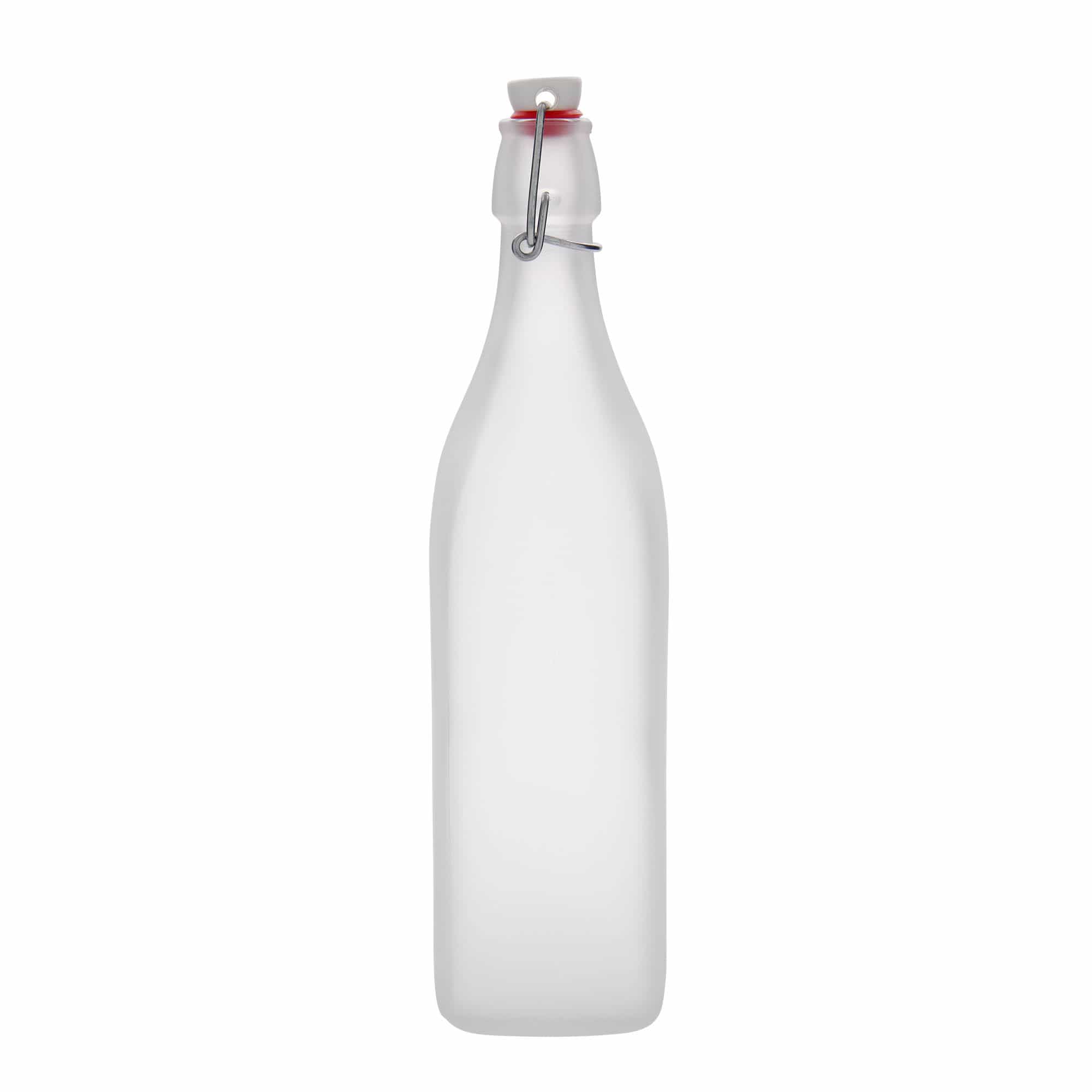 1.000 ml stikla pudele 'Swing, kvadrātveida, matēta, atvere: aizbāžņa aizdare