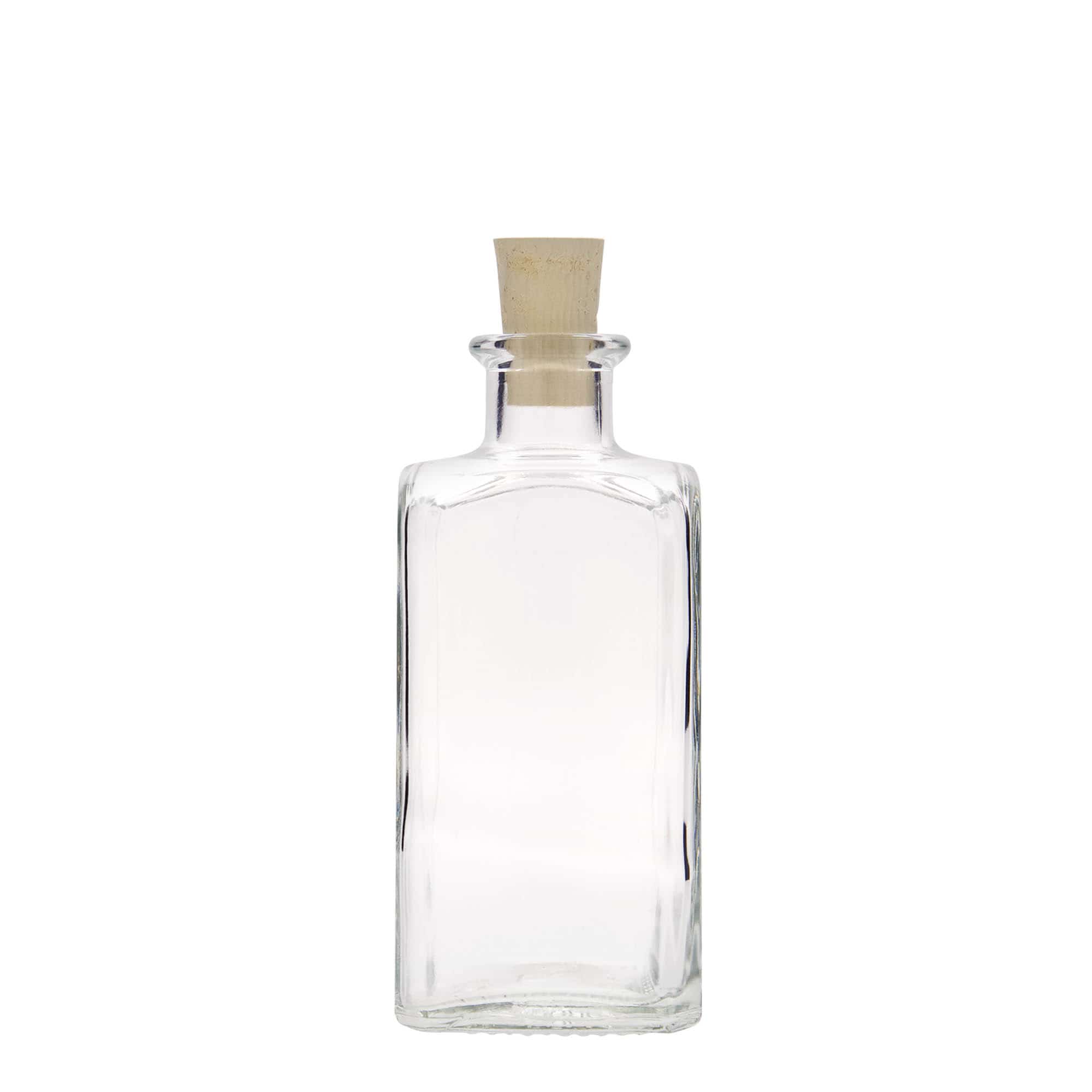 250 ml stikla pudele Apotheker Carré, kvadrātveida, atvere: korķis