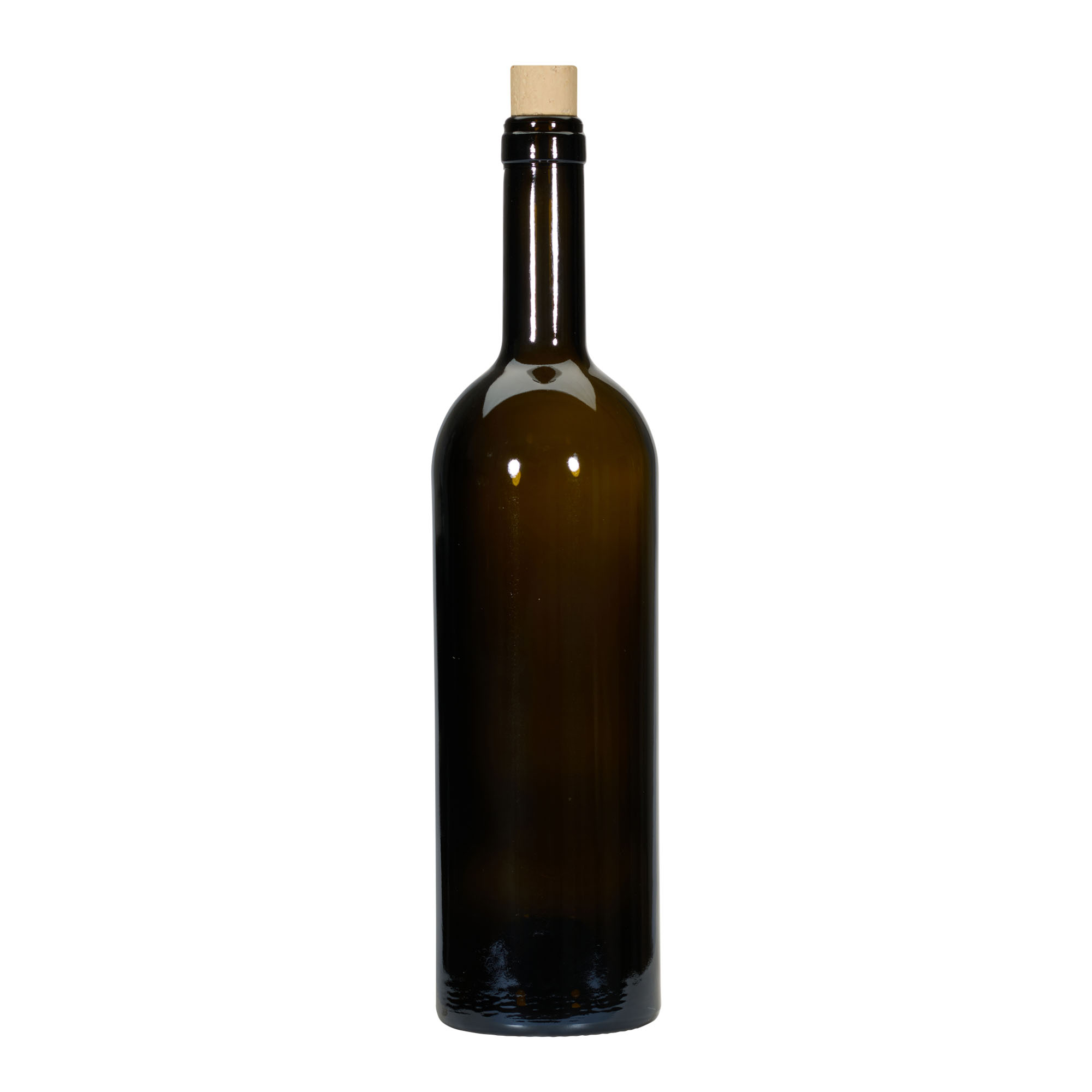 750 ml vīna pudele 'Golia', antīkzaļa, atvere: korķis
