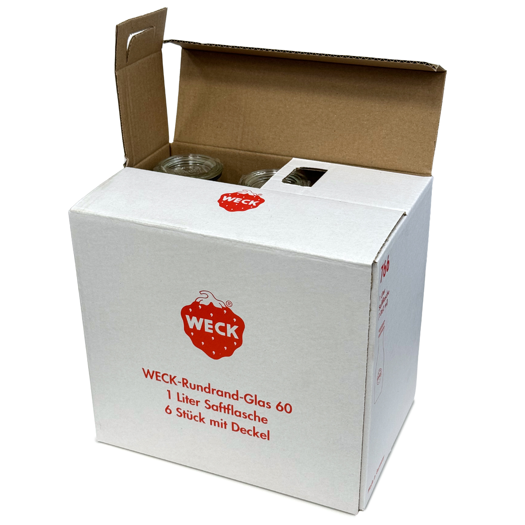 6x 1000 ml WECK-sulās pudele ar stikla vāciņu RR 60