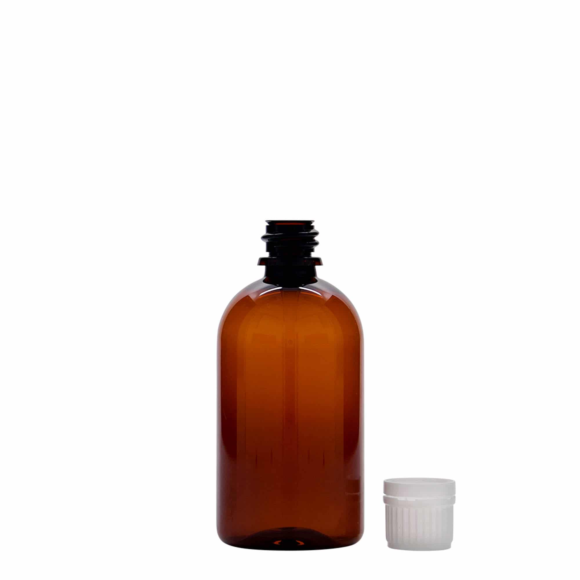 100 ml PET zāļu pudelīte 'Easy Living', brūna, plastmasas, aizdare: DIN 18
