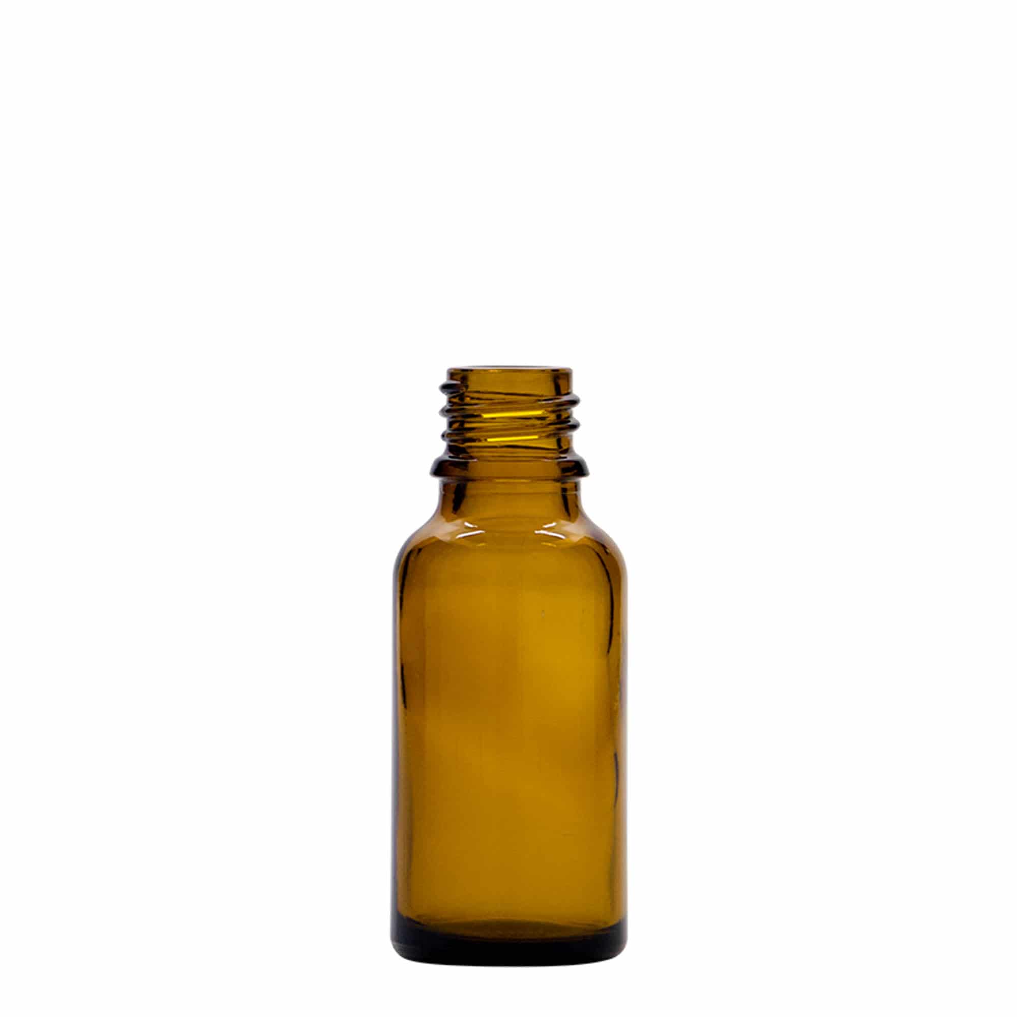 20 ml medicīnas pilināšanas pudelīte, stikls, brūna, atvere: DIN 18