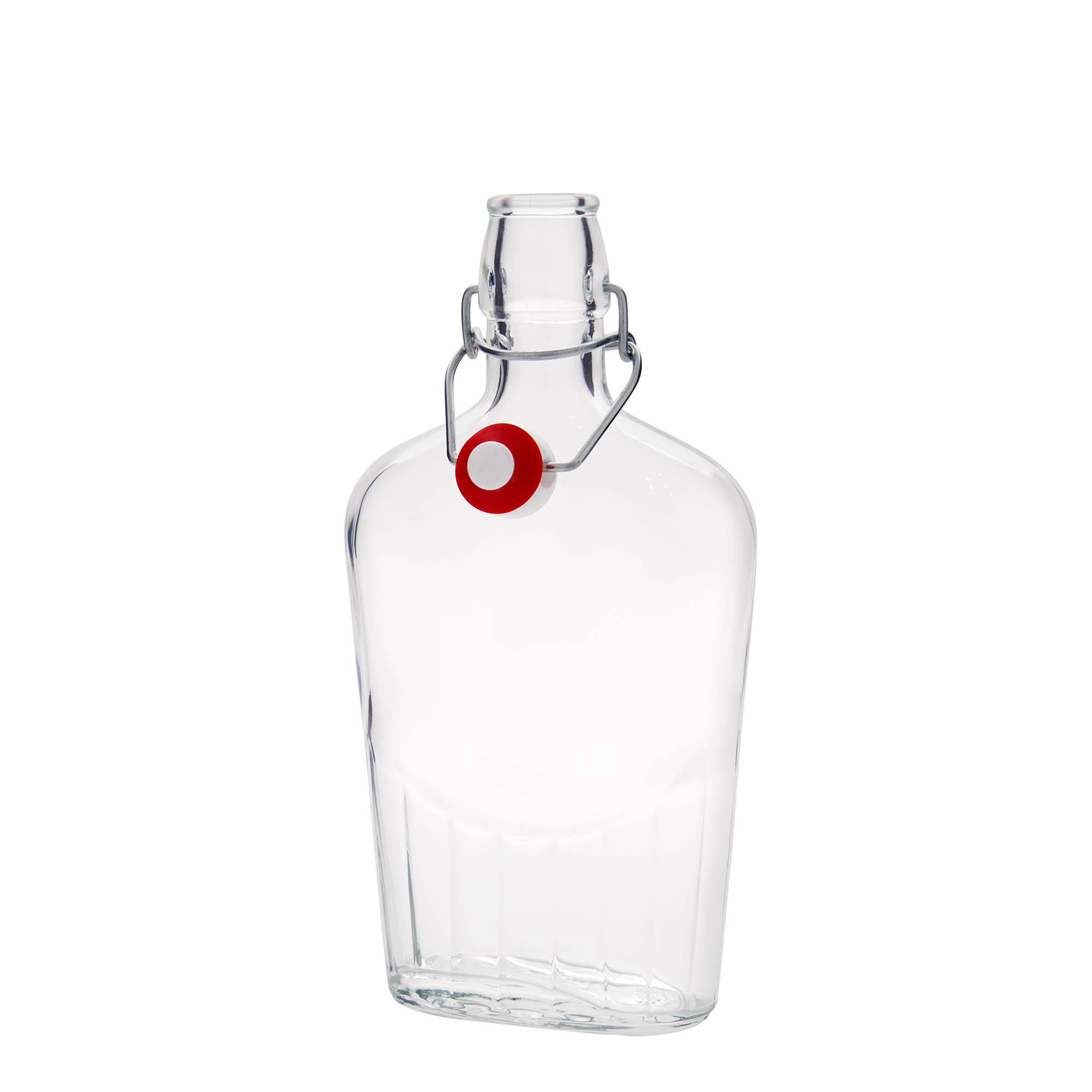500 ml stikla pudele 'Fiaschetta', ovāla, atvere: aizbīdņa aizdare