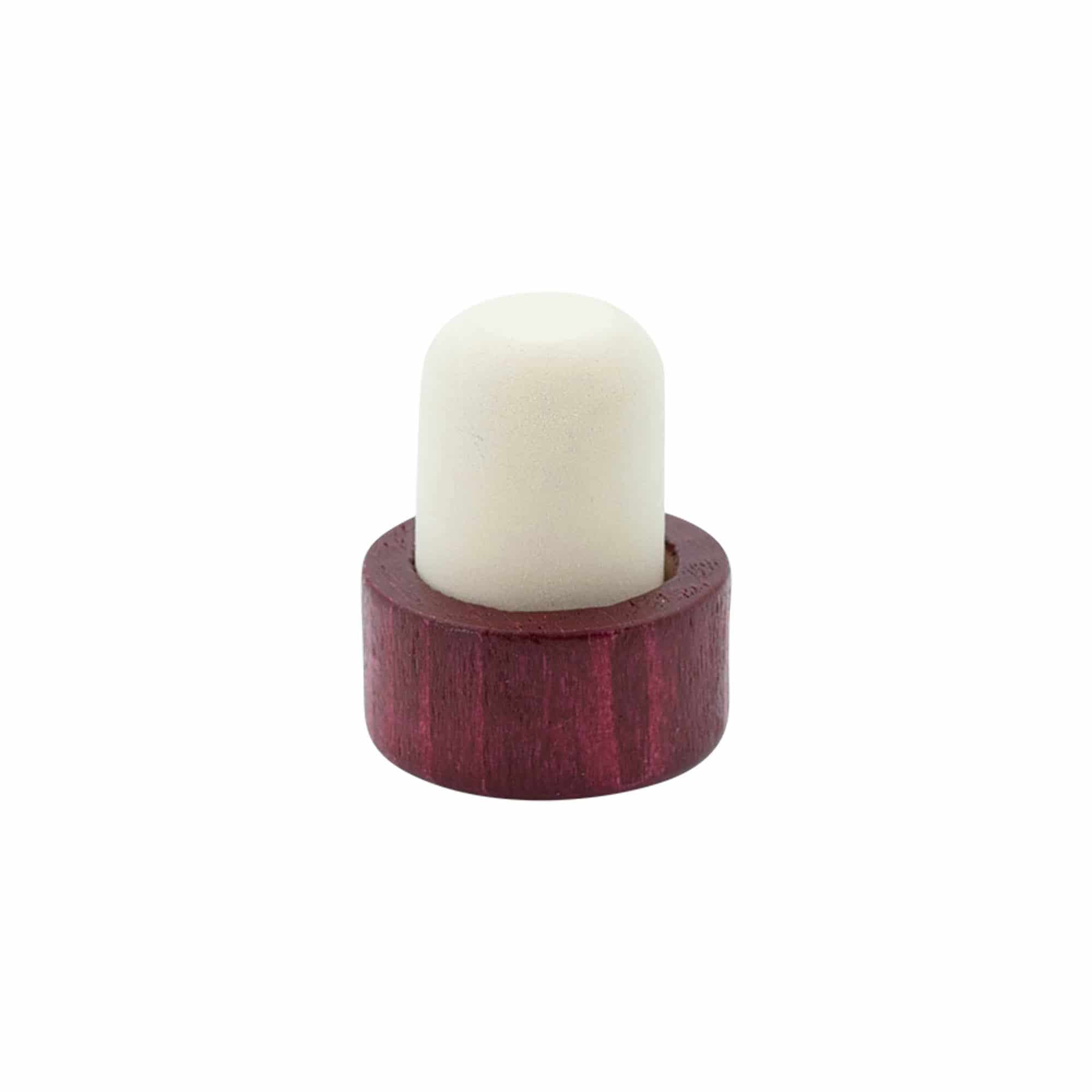 Pudeles korķis 19 mm, koka/plastmasa, bordo sarkans, aizdarei: korķis