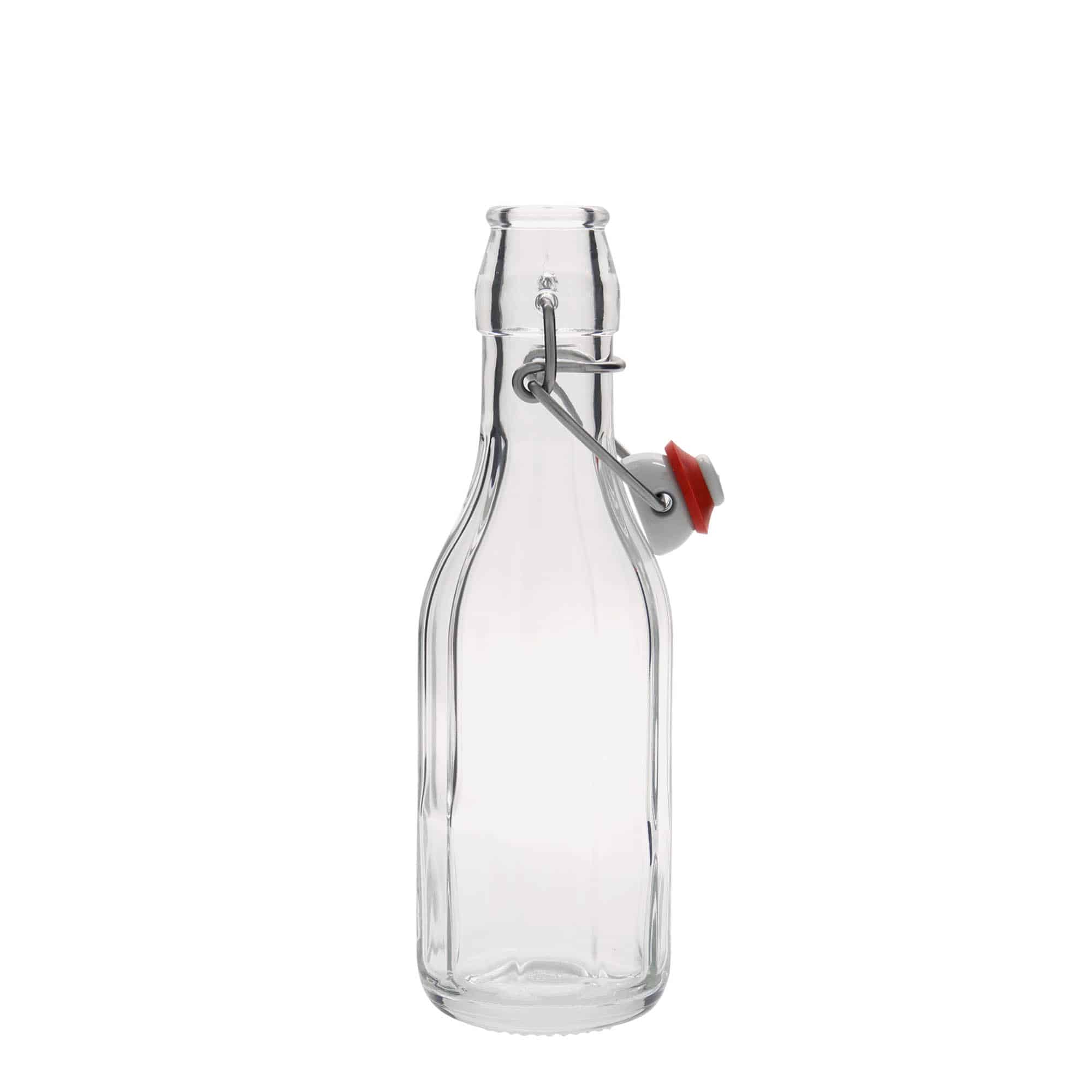 250 ml stikla pudele 'Bravo', desmitstūru, aizdare: korķis ar skavu 250 ml stikla pudele 'Bravo', desmitstūru, aizdare: korķis ar skavu