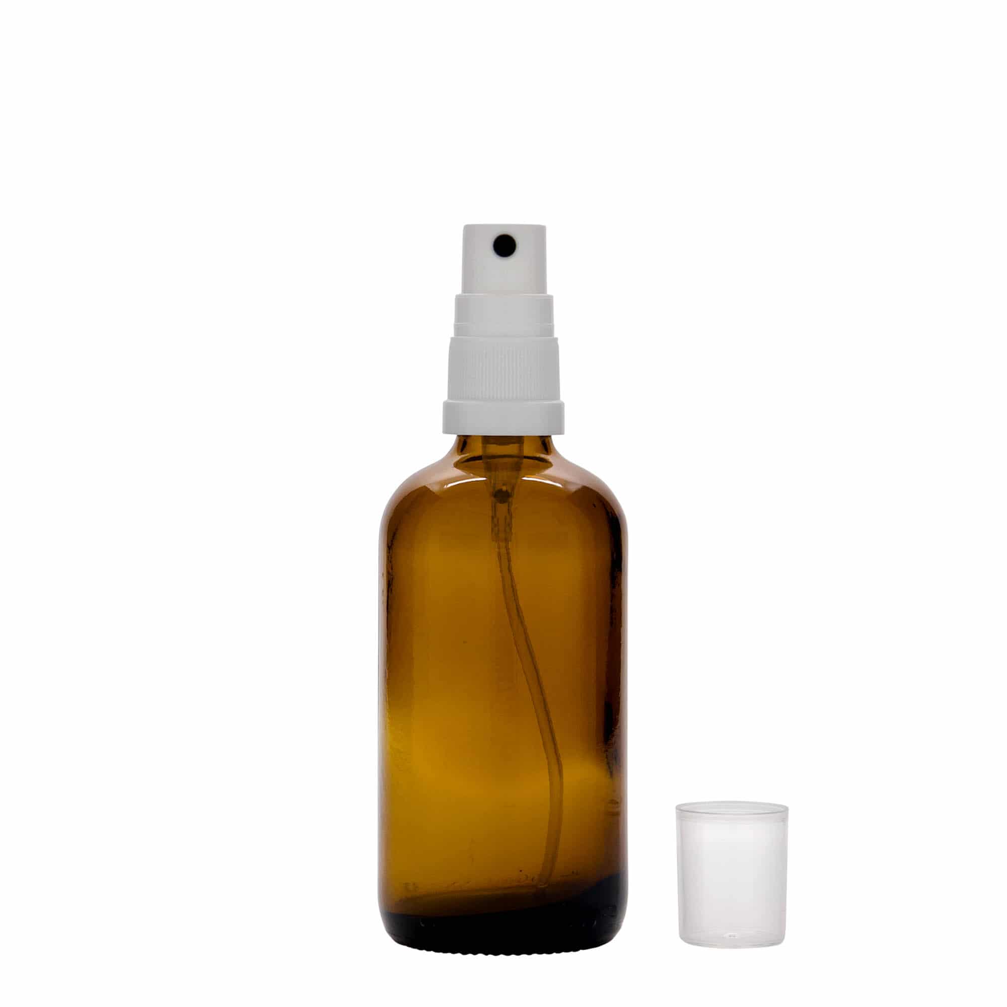 100 ml medicīnas izsmidzināšanas pudele, stikls, brūna, atvere: DIN 18