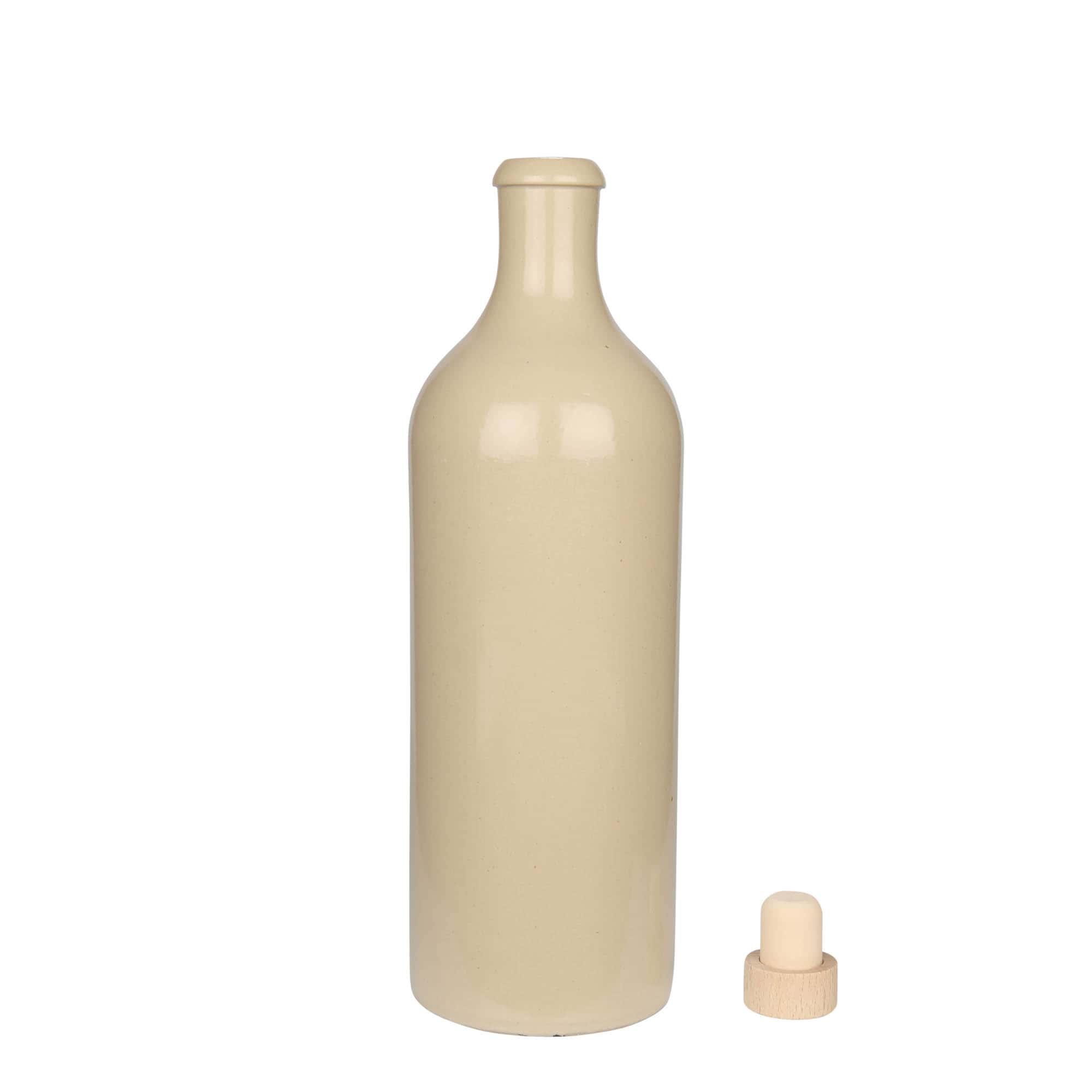 750 ml māla krūka, keramikas, bēša, atvere: korķis