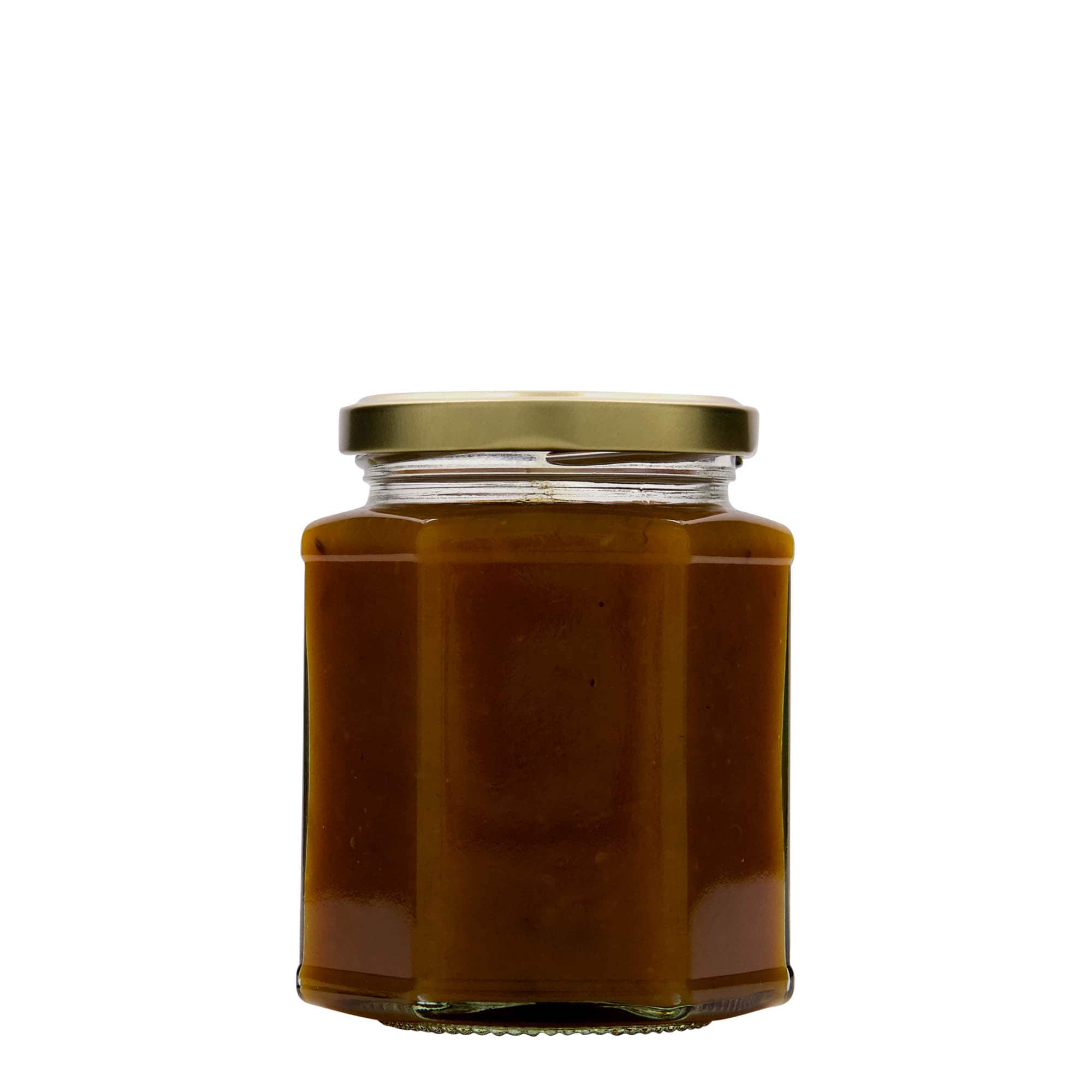 324 ml sešstūra stikla burka, atvere: Twist-Off (TO 66)