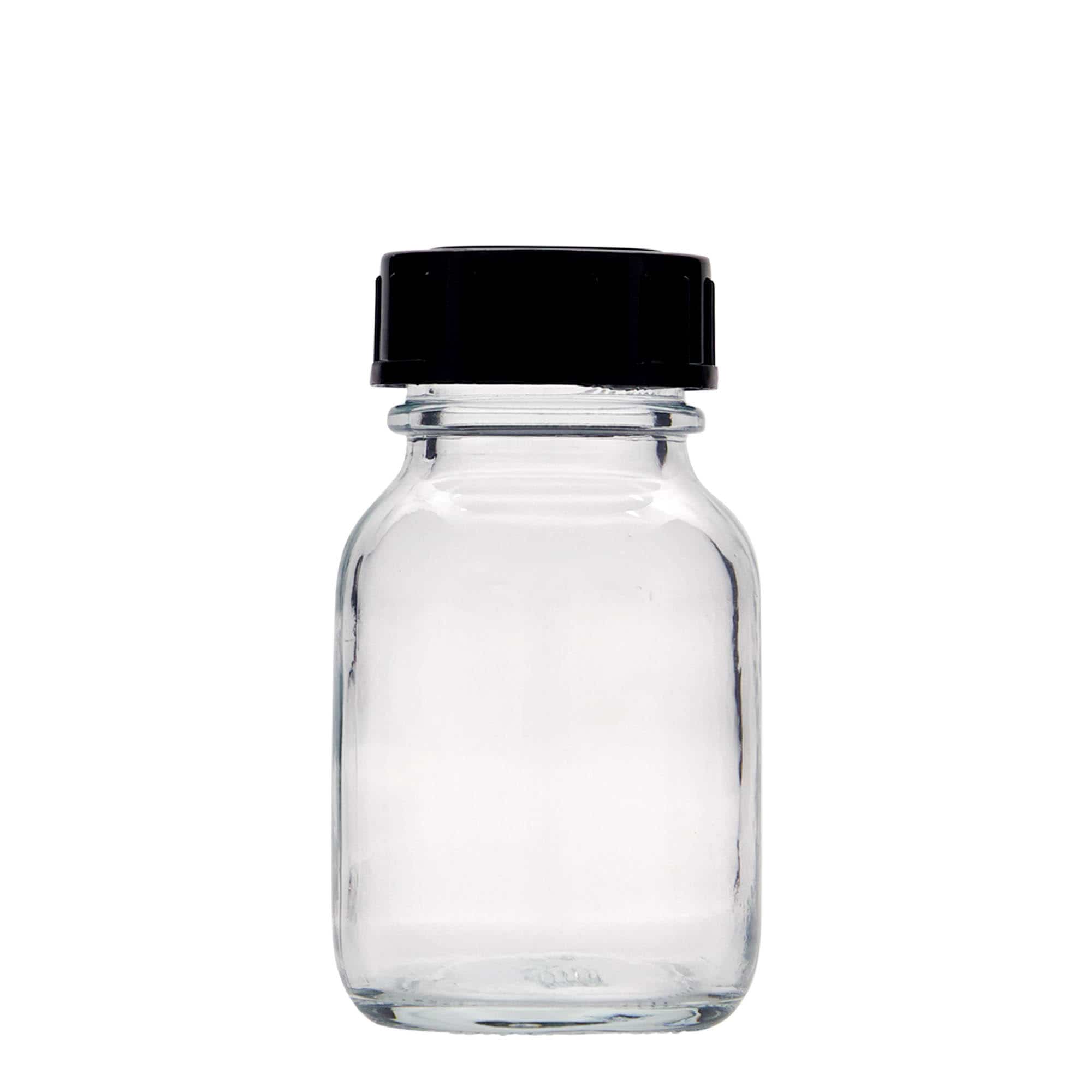 50 ml plata kakla stikla pudelīte, atvere: DIN 32