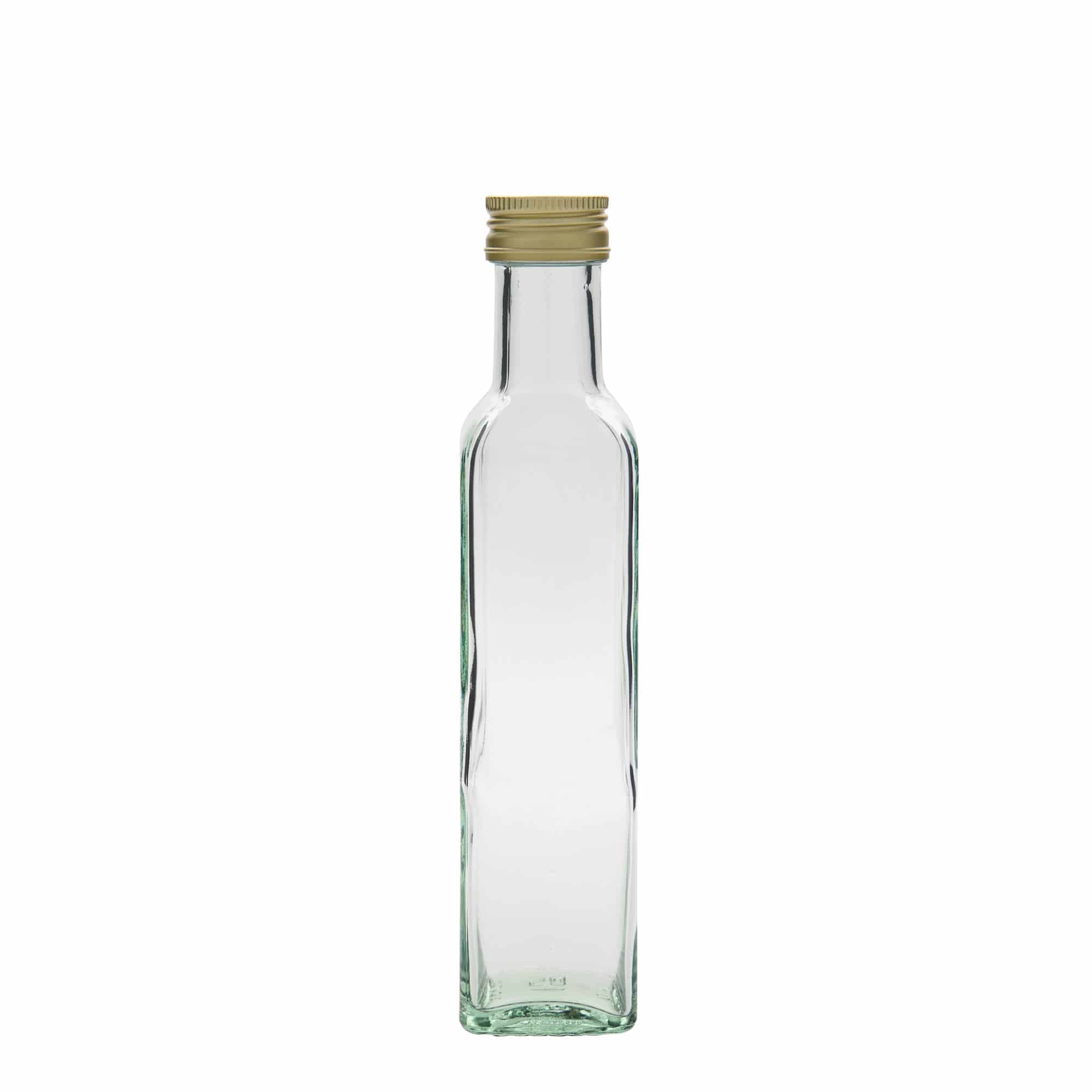 250 ml stikla pudele 'Marasca', kvadrātiska, atvere: PP 31,5