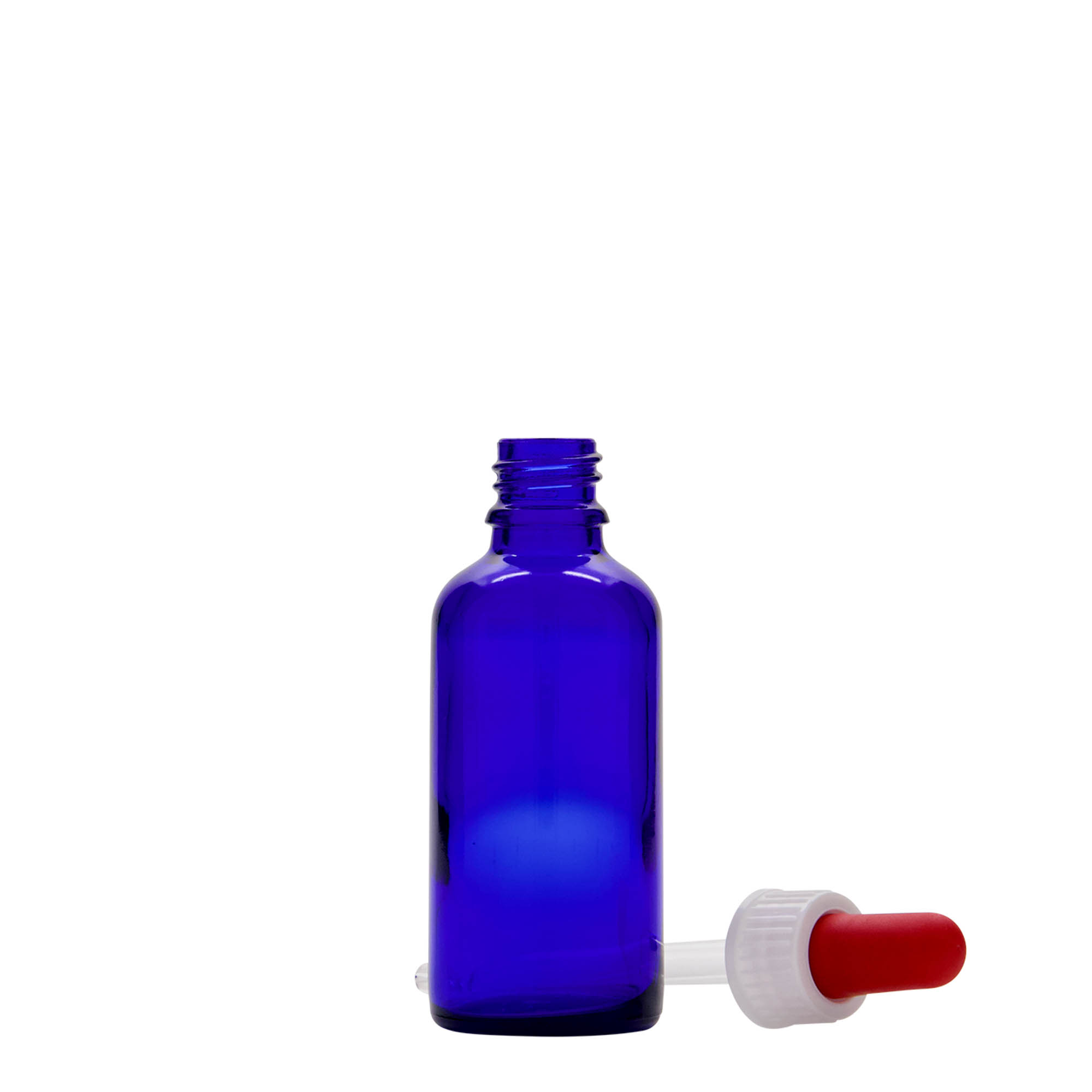 50 ml pilināšanas pudelīte medicīniskiem nolūkiem, stikls, karaliski zils-sarkans, atvere: DIN 18 50 ml pilināšanas pudelīte medicīniskiem nolūkiem, stikls, karaliski zils-sarkans, atvere: DIN 18
