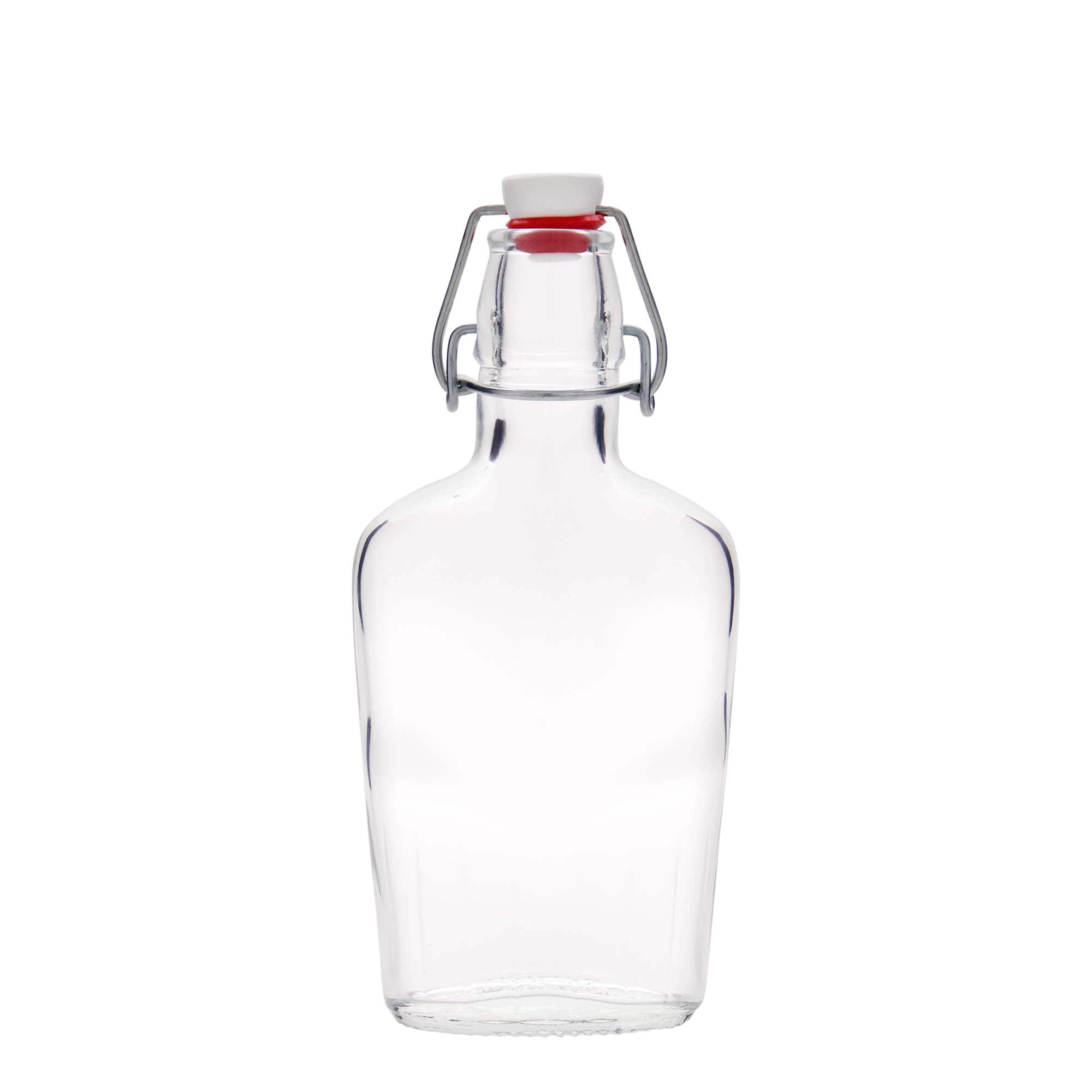 250 ml stikla pudele 'Fiaschetta', ovāla, atvere: skavas aizdare